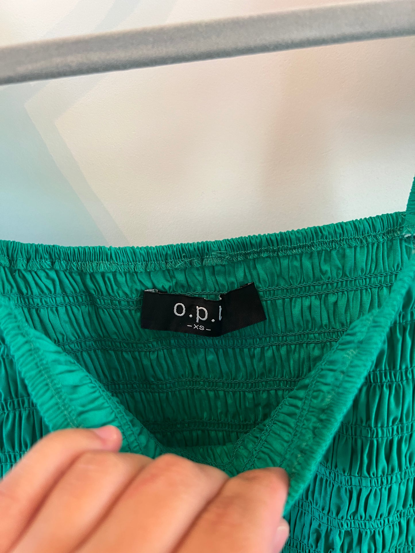 OPI Smock Off the Shoulder Summer Dress Women’s Size XS 0-2 Green