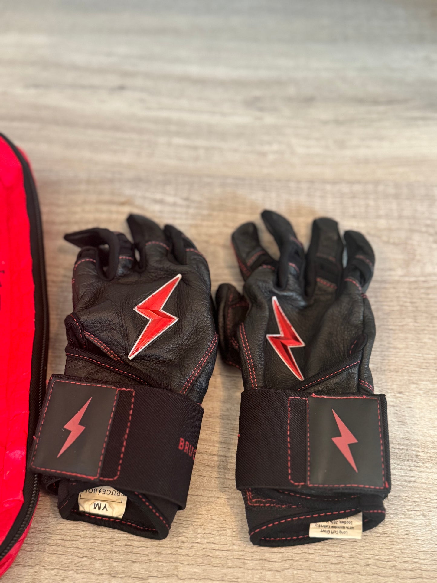 Bruce Bolt TC42 Series Premium Pro Long Cuff Batting Gloves Size Youth Medium