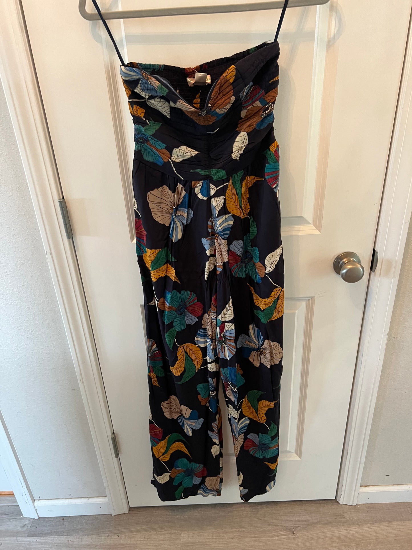 B.O.G. Collective Strapless Floral Jumpsuit Women’s Size Small Navy