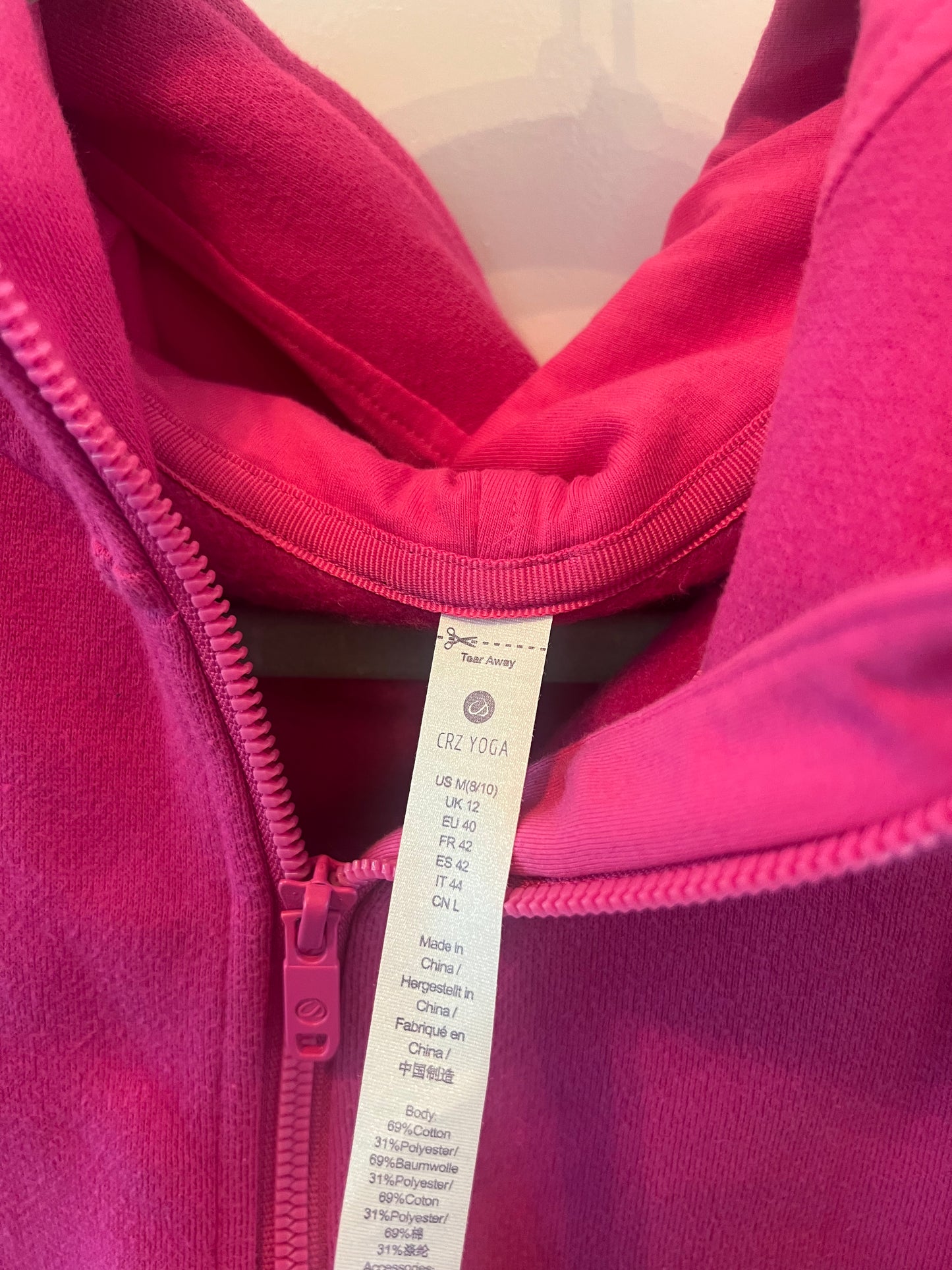 Crazy Yoga Half Zip Hooded Pullover Women’s Size Medium Hot Pink