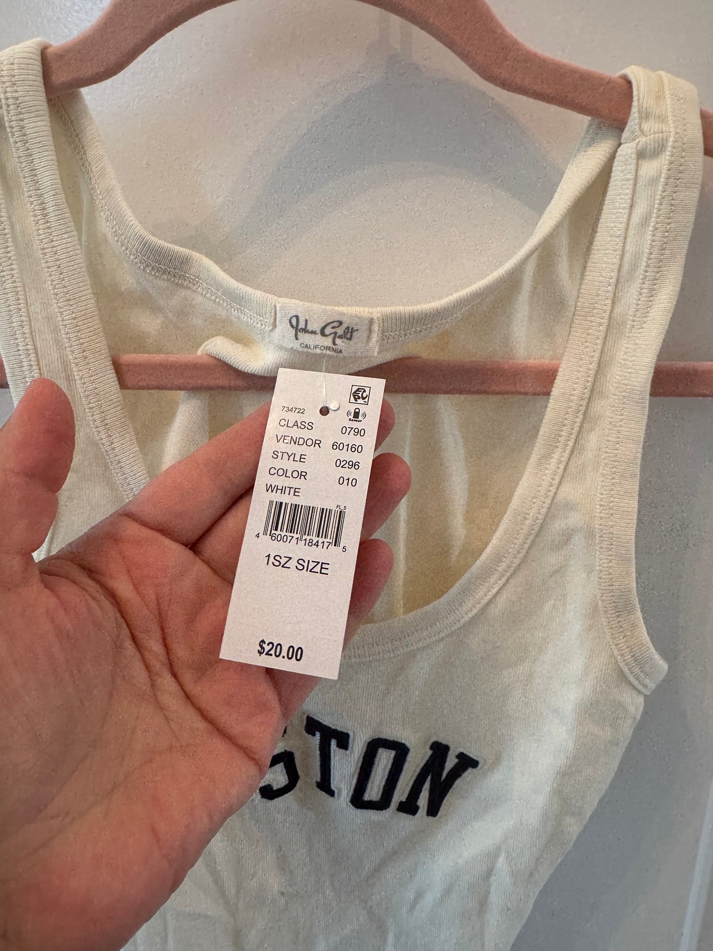Brandy Melville John Galt Beyonca Boston Embroidered Tank Women’s One Size NWT