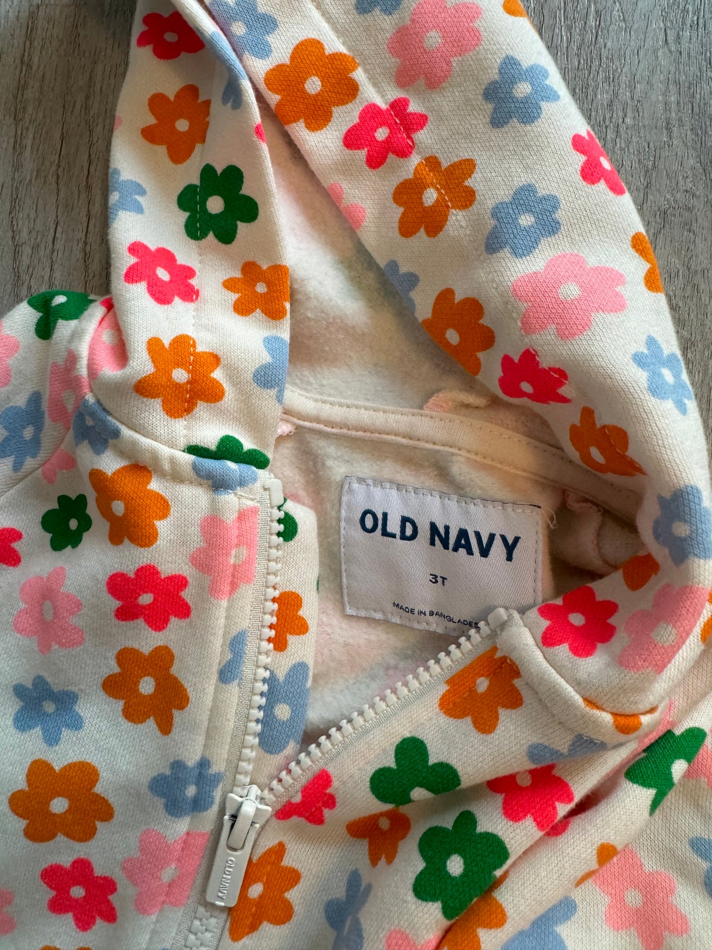 Old Navy Flower Print Matching Set Toddler Girl Size 3T White Multi