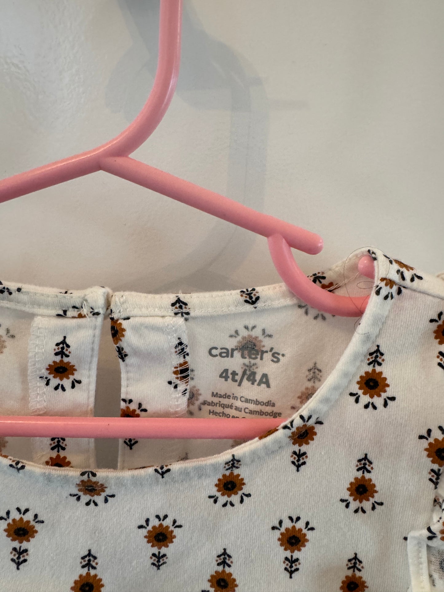 Carters Floral Top Toddler Size 4T White
