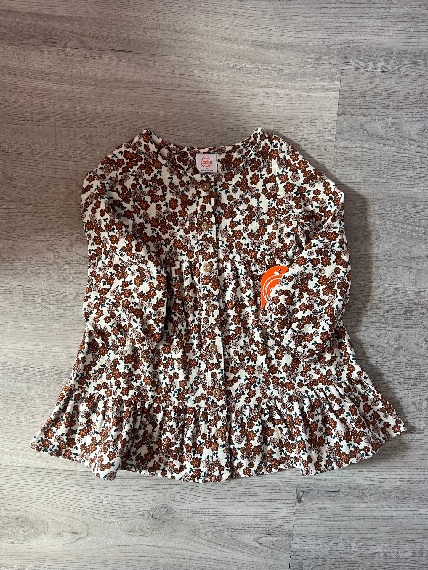 Floral Dress Toddler Girl Size 2T White Brown