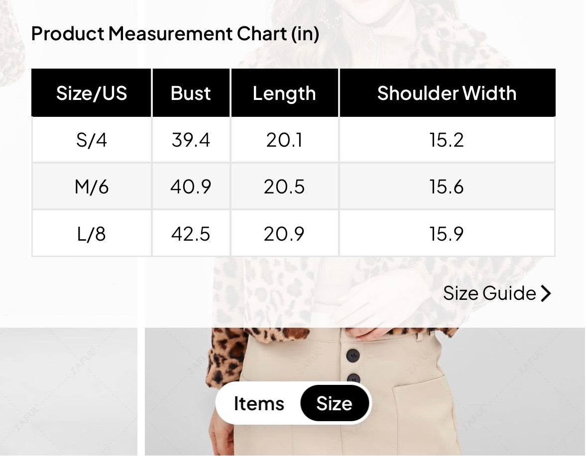 Zaful Leopard Faux Fur Coat Women’s Small