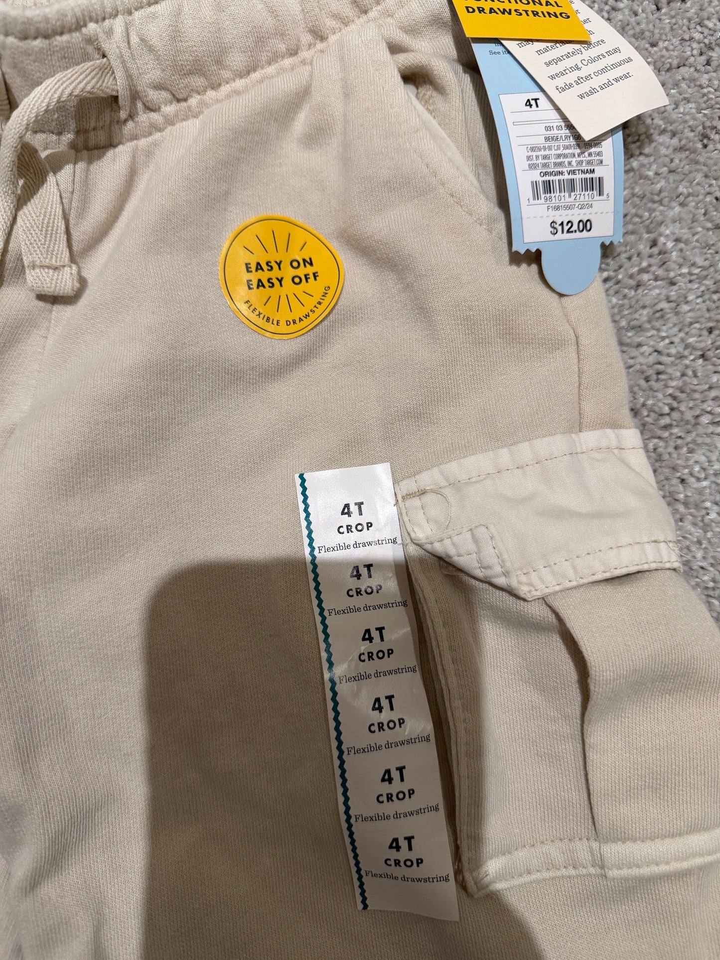 Wide Leg Cargo Pants Toddler Size 4T NWT