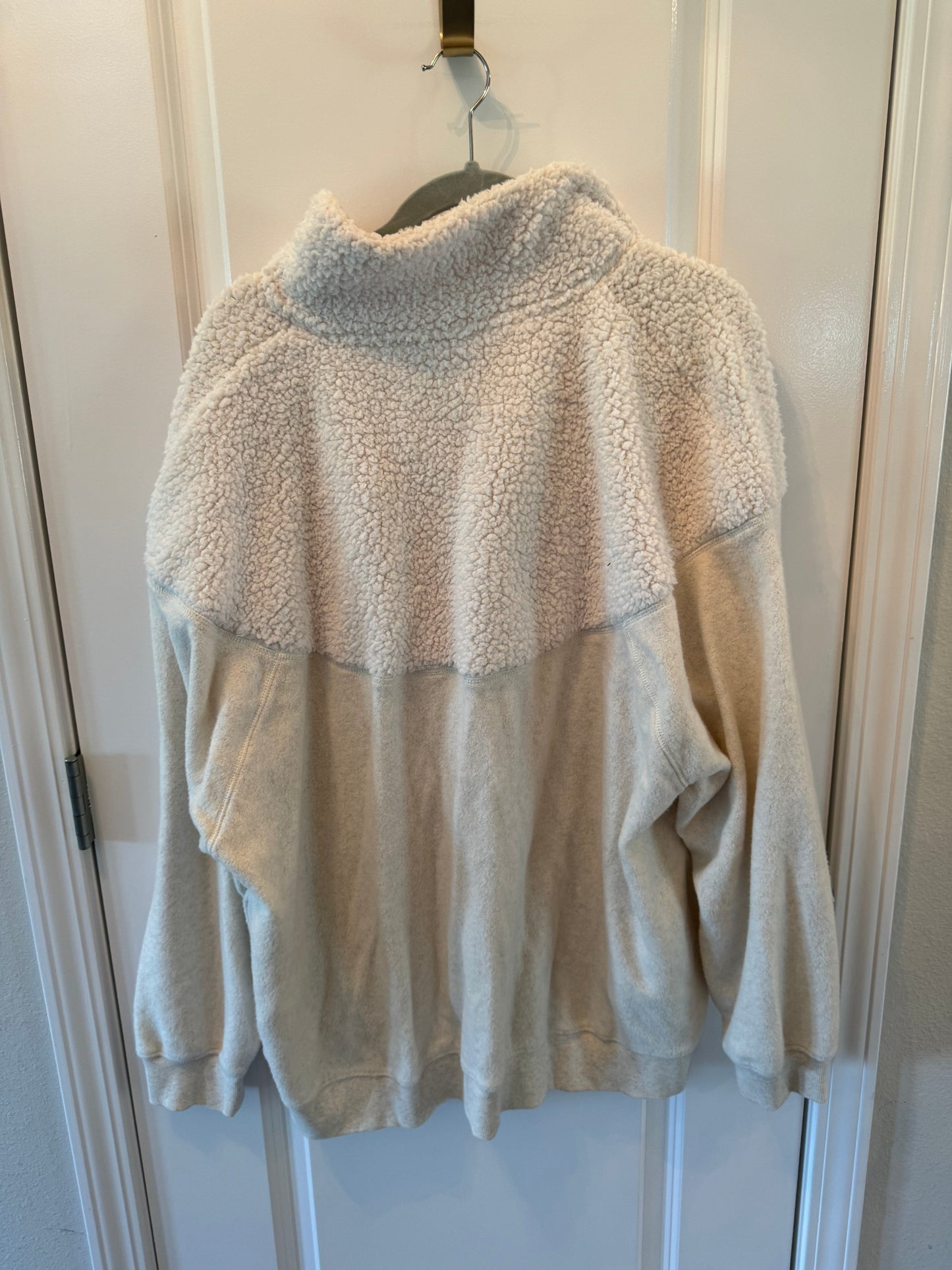 Aerie Quarter Zip Sherpa Pullover Women’s Size XL Cream