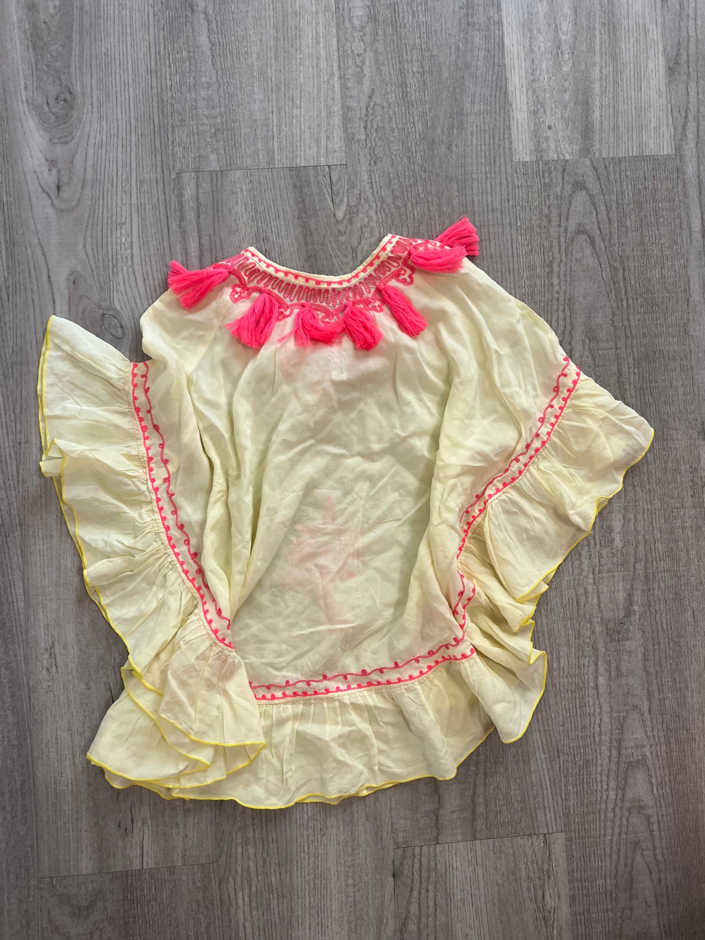 Bela + Nuni Embroidered Swim Cover-Up w Pom Poms Baby Girl Size 12M Cream