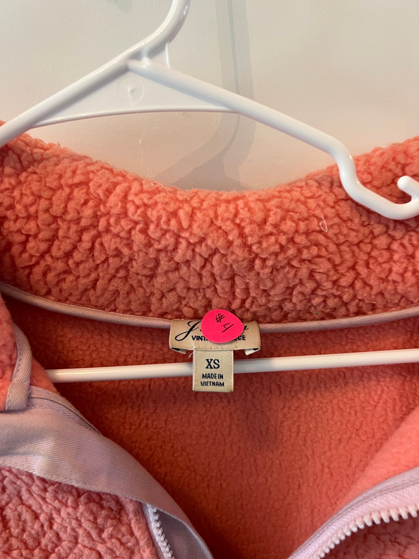 JCrew Quarter Zip Sherpa Pullover Women’s Size XS 0-2 Coral