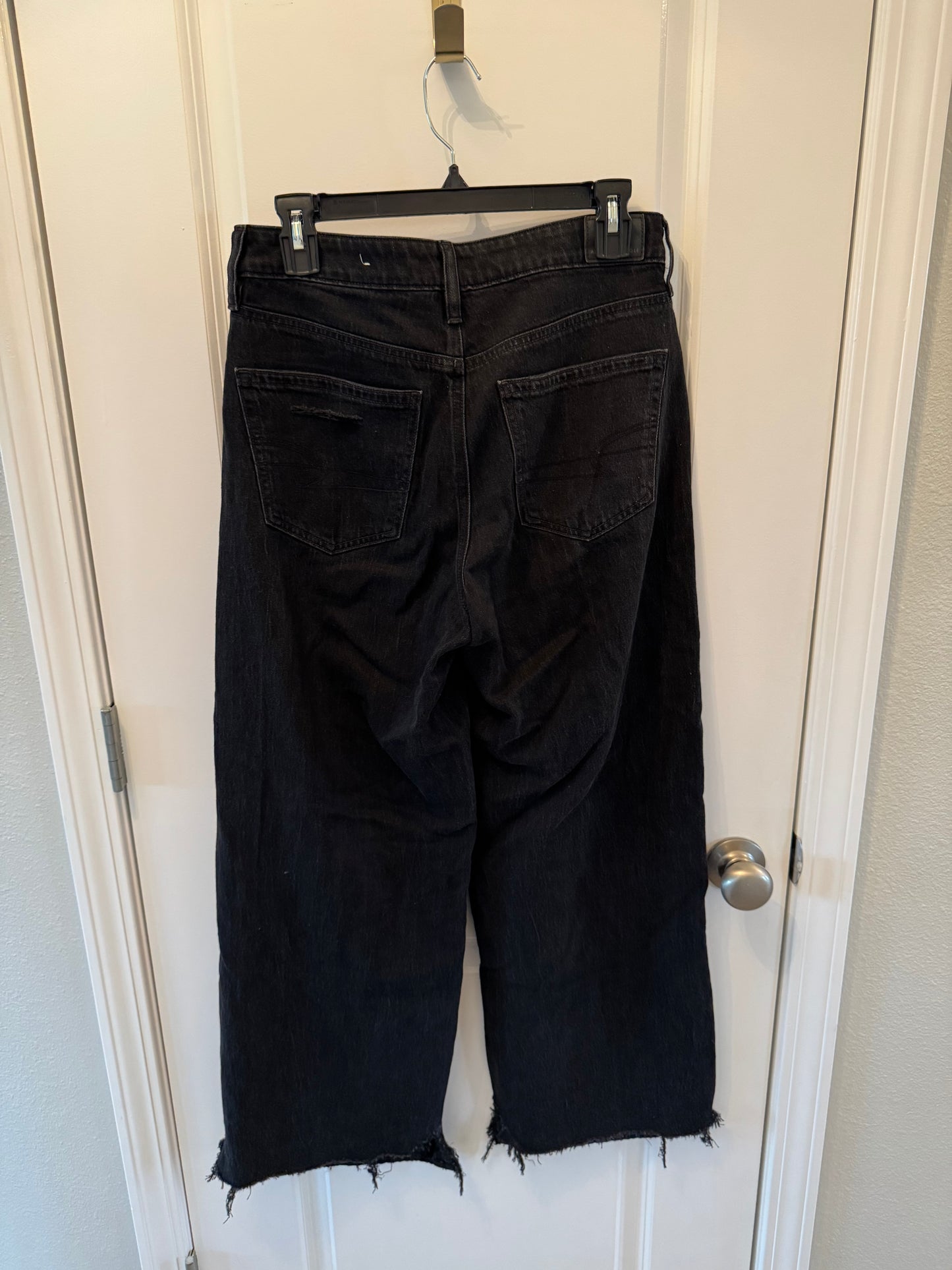 American Eagle Wide Leg Jeans w Raw Hem Women’s 4 Long Black