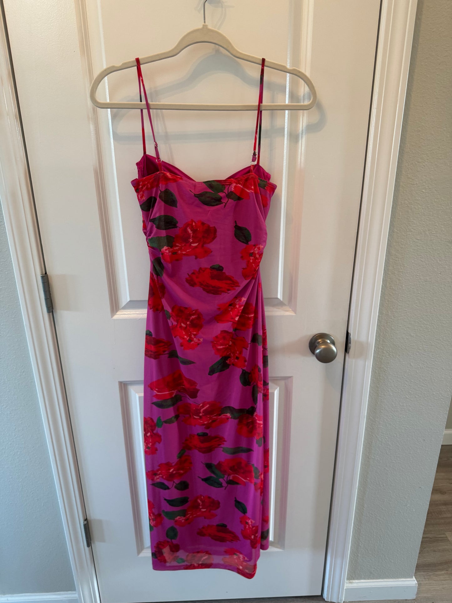 Floral Midi Dress Women’s Small Magenta NWT