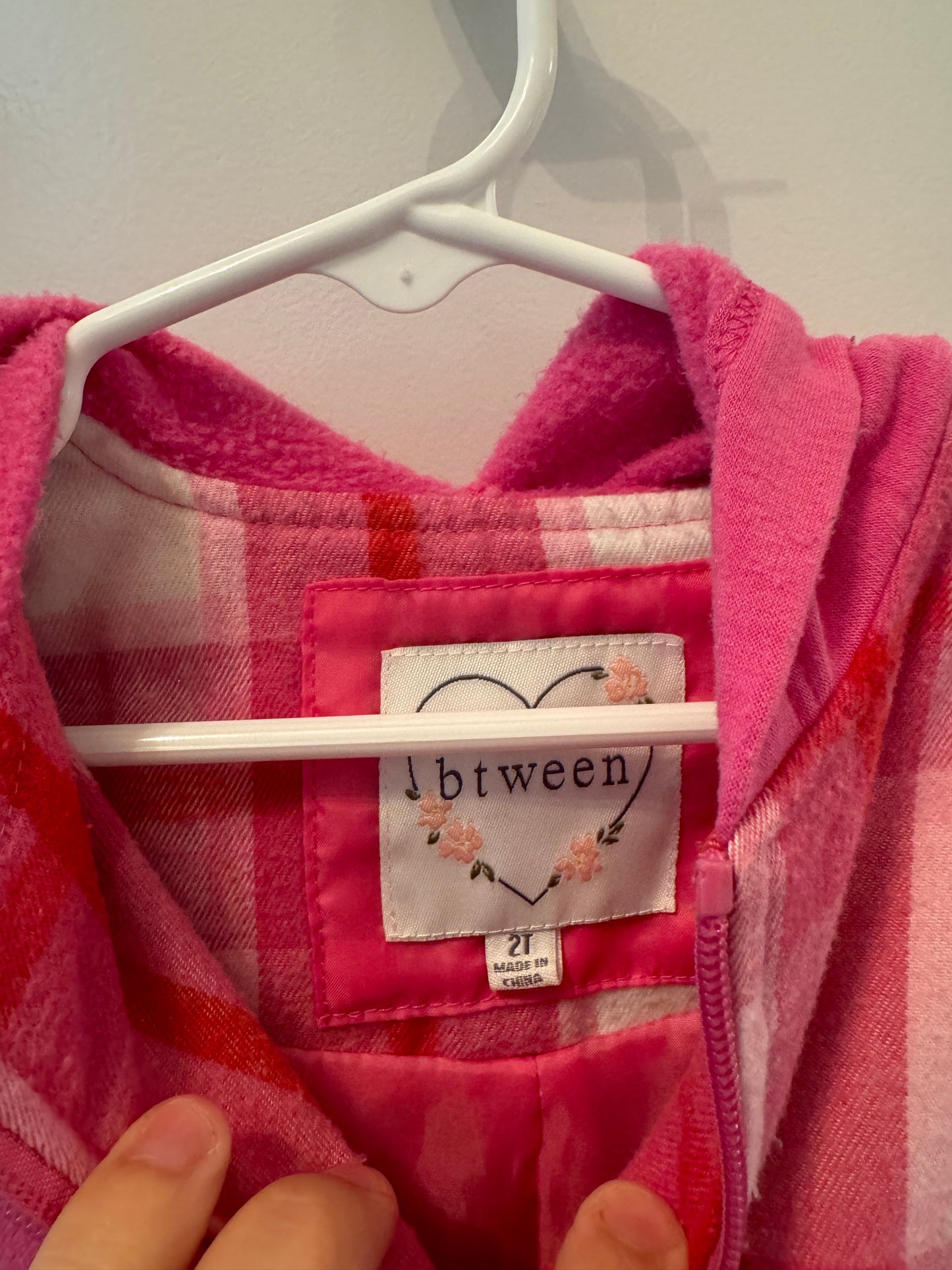 Hooded Plaid Jacket Toddler Girl 2T Pink