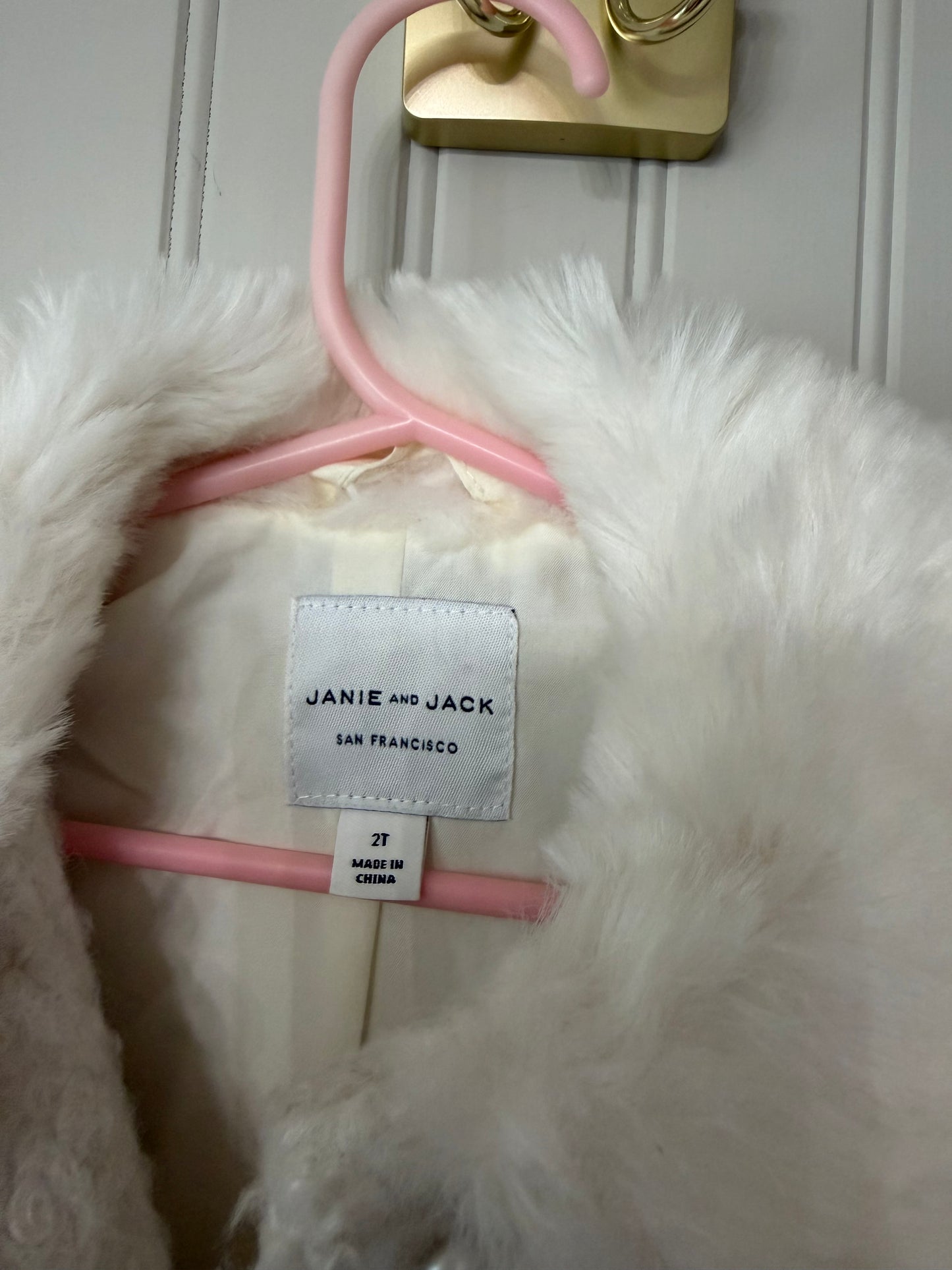 Janie & Jack Dress Coat w Faux Fur Collar Toddler Size 2T