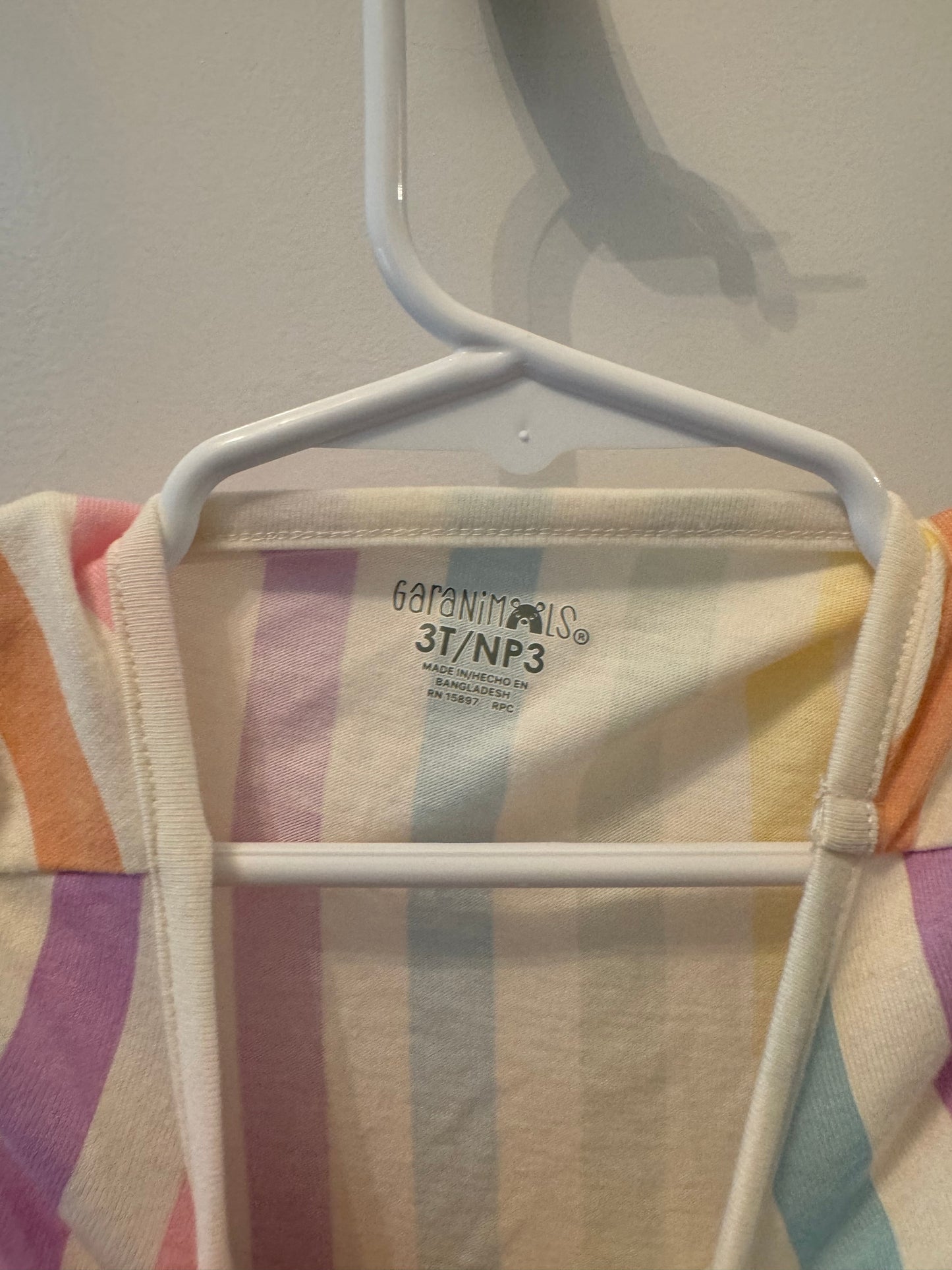 Rainbow Stripe Dress w Pockets Toddler Girl Size 3T White