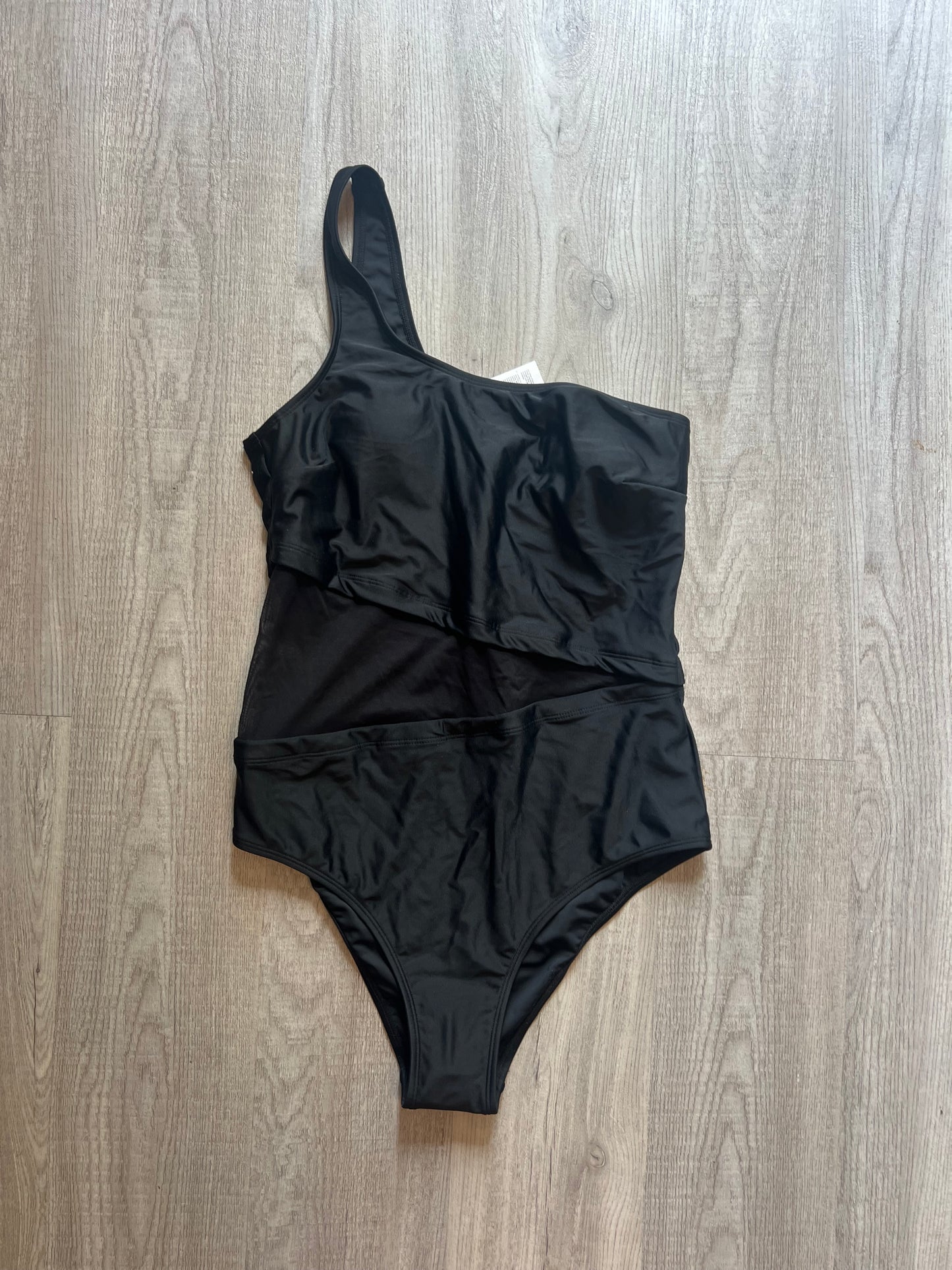 Cupshe Forest Adventure Solid Mesh One Shoulder One Piece Swimsuit Women’s Size Medium Black