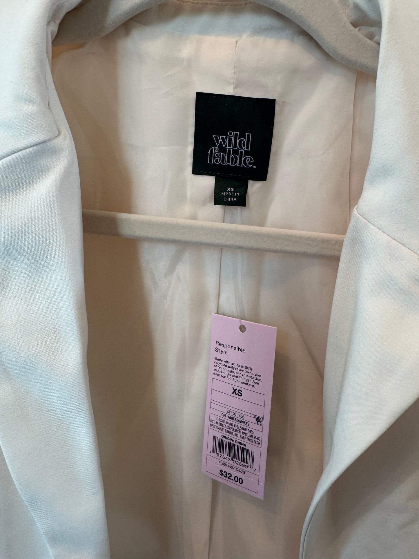 Wild Fable Crop Blazer Women’s XS Off White NWT