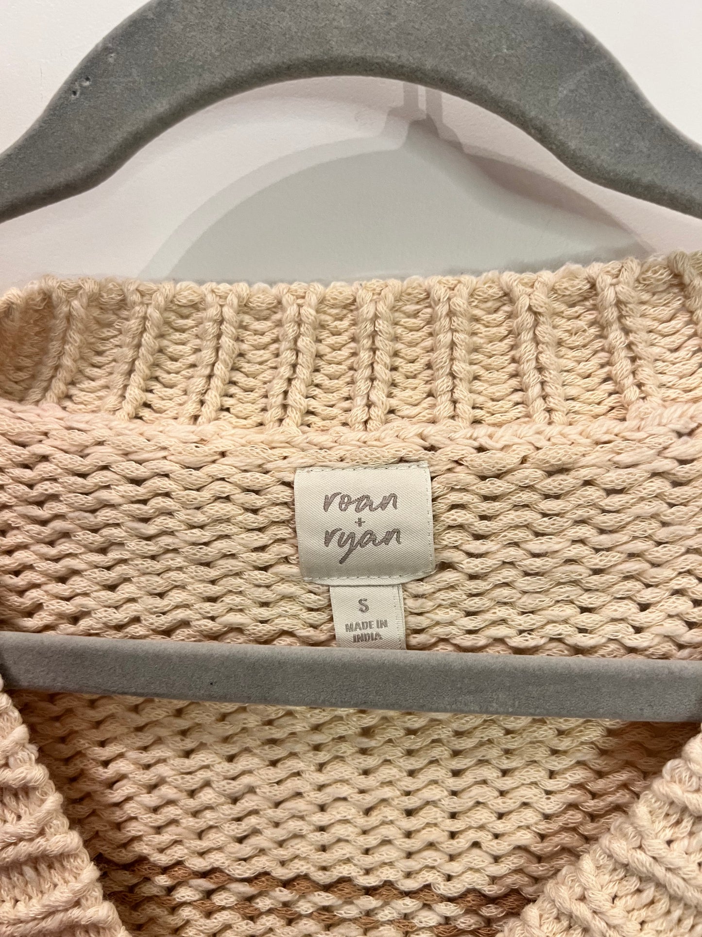 Roan + Ryan Stripe Cardigan Women’s Size Small 4-6 Cream