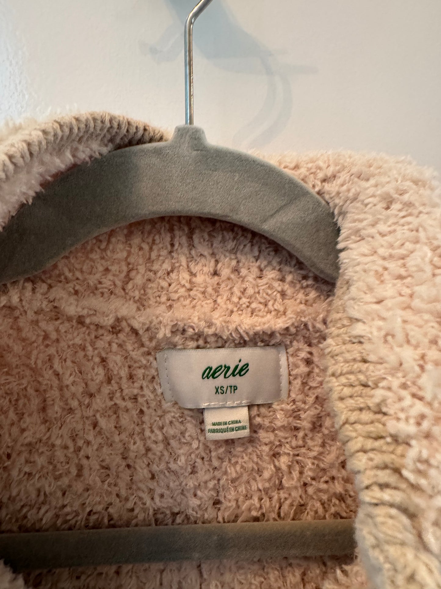 Aerie Sherpa Quarter Zip Women’s XS Tan