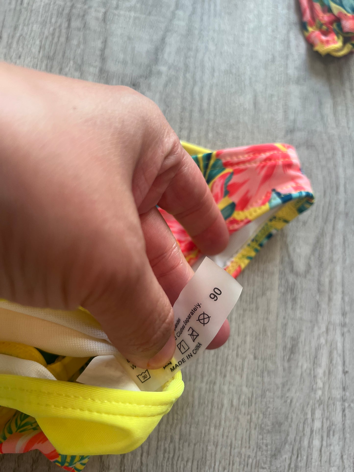 Floral Swim Matching Set Baby Girl Size 18M Neon Yellow