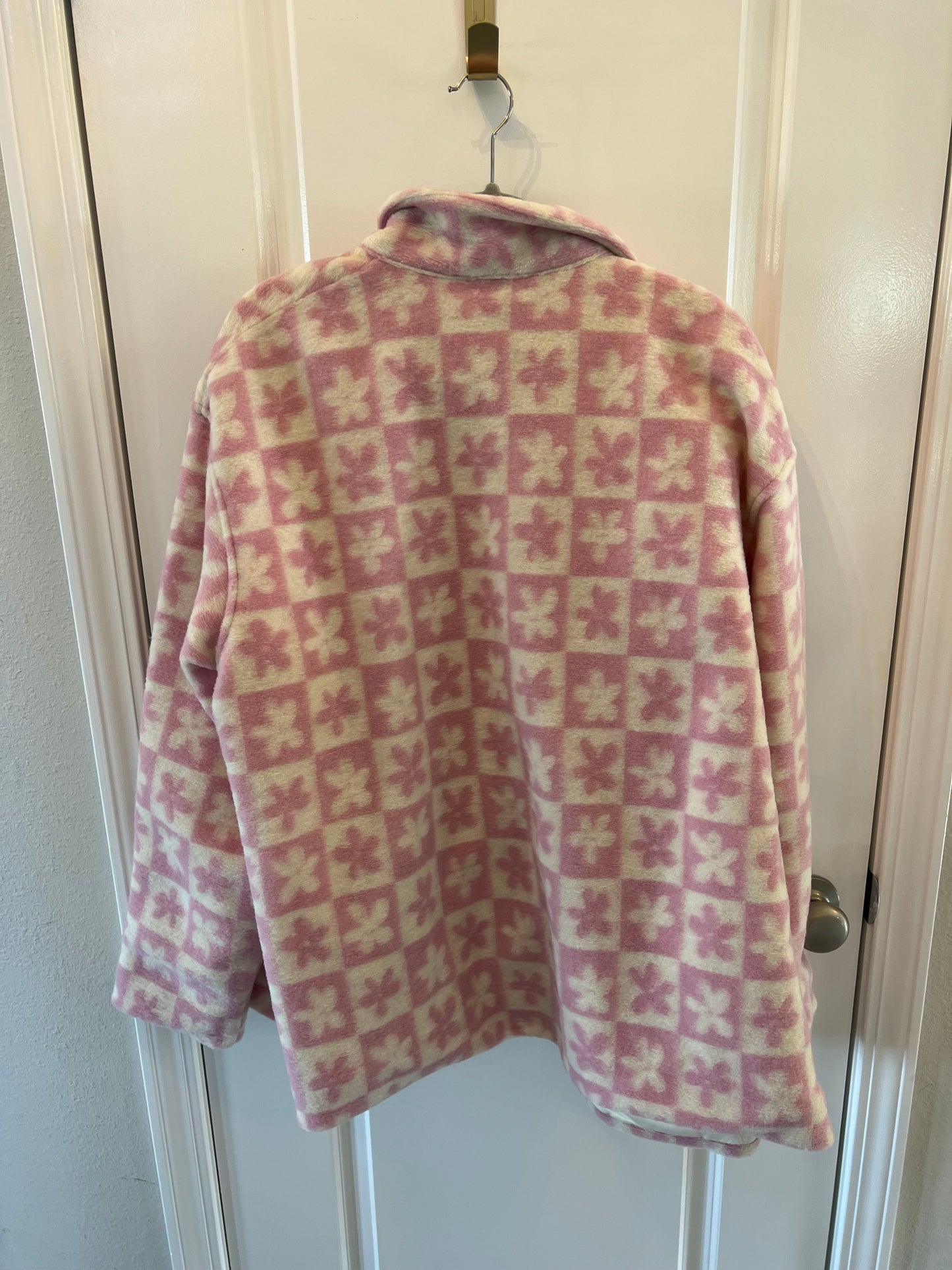 Beach Riot Oversized Skye Jacket Mod Flower Check Women’s Size Medium Pink