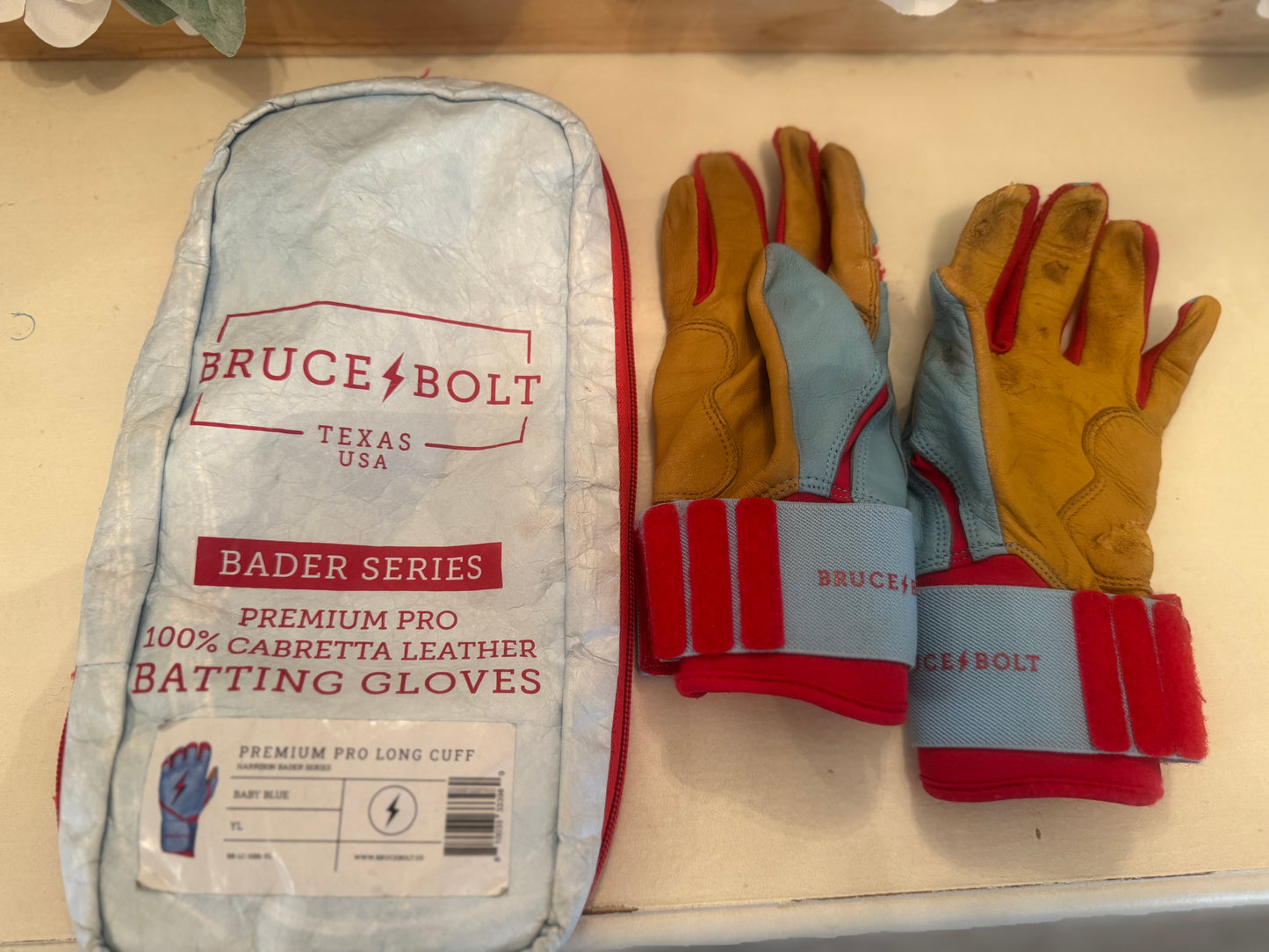 Bader Series Long Cuff Batting Gloves Size Youth Large