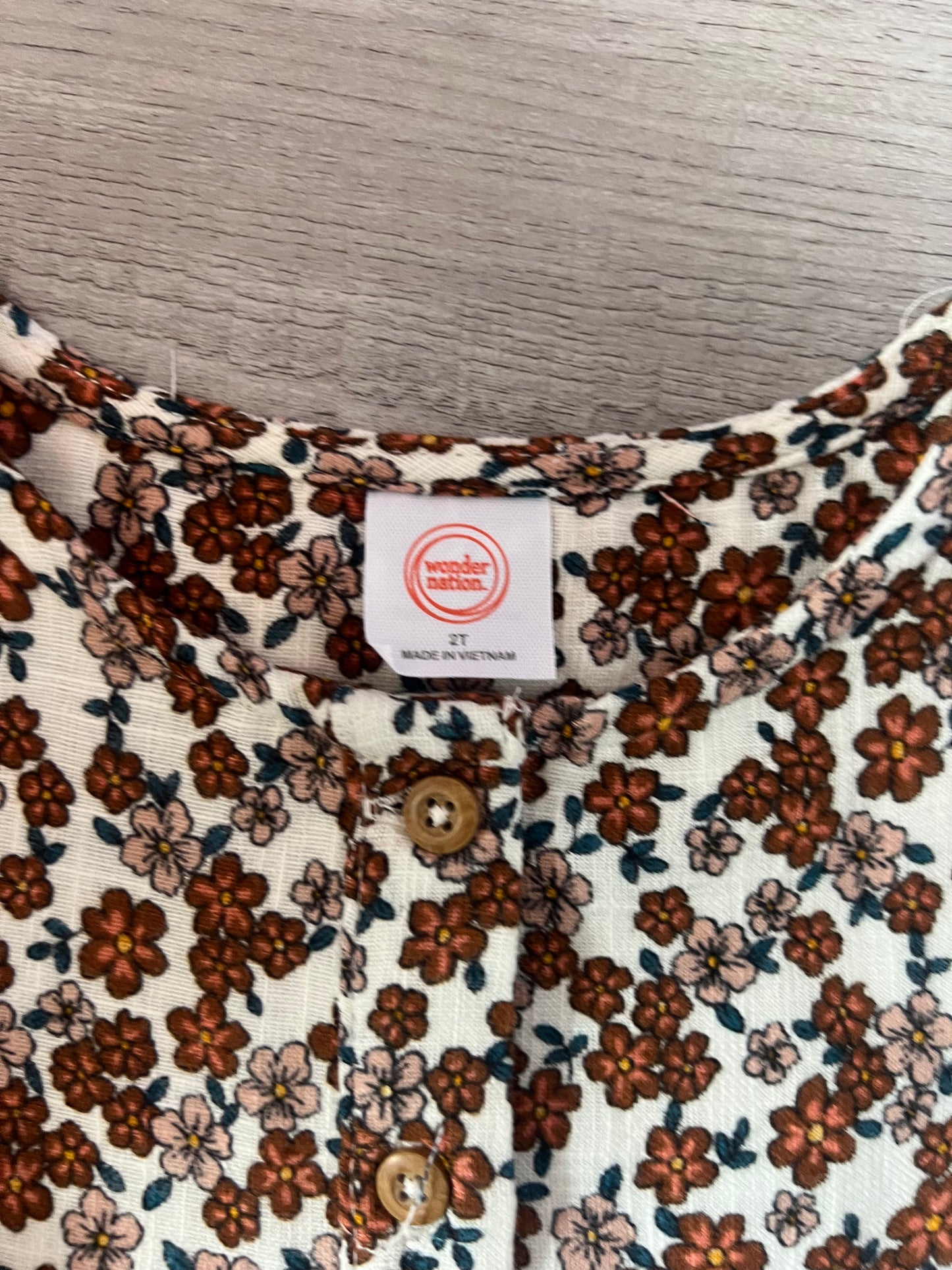 Floral Dress Toddler Girl Size 2T White Brown