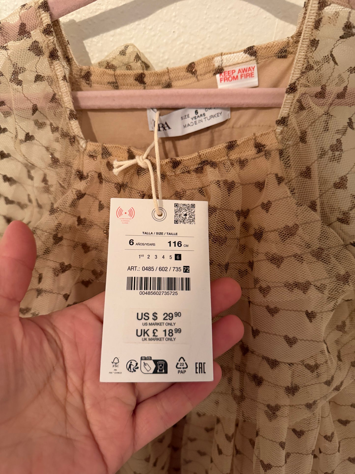 Zara Heart Dress Size 6