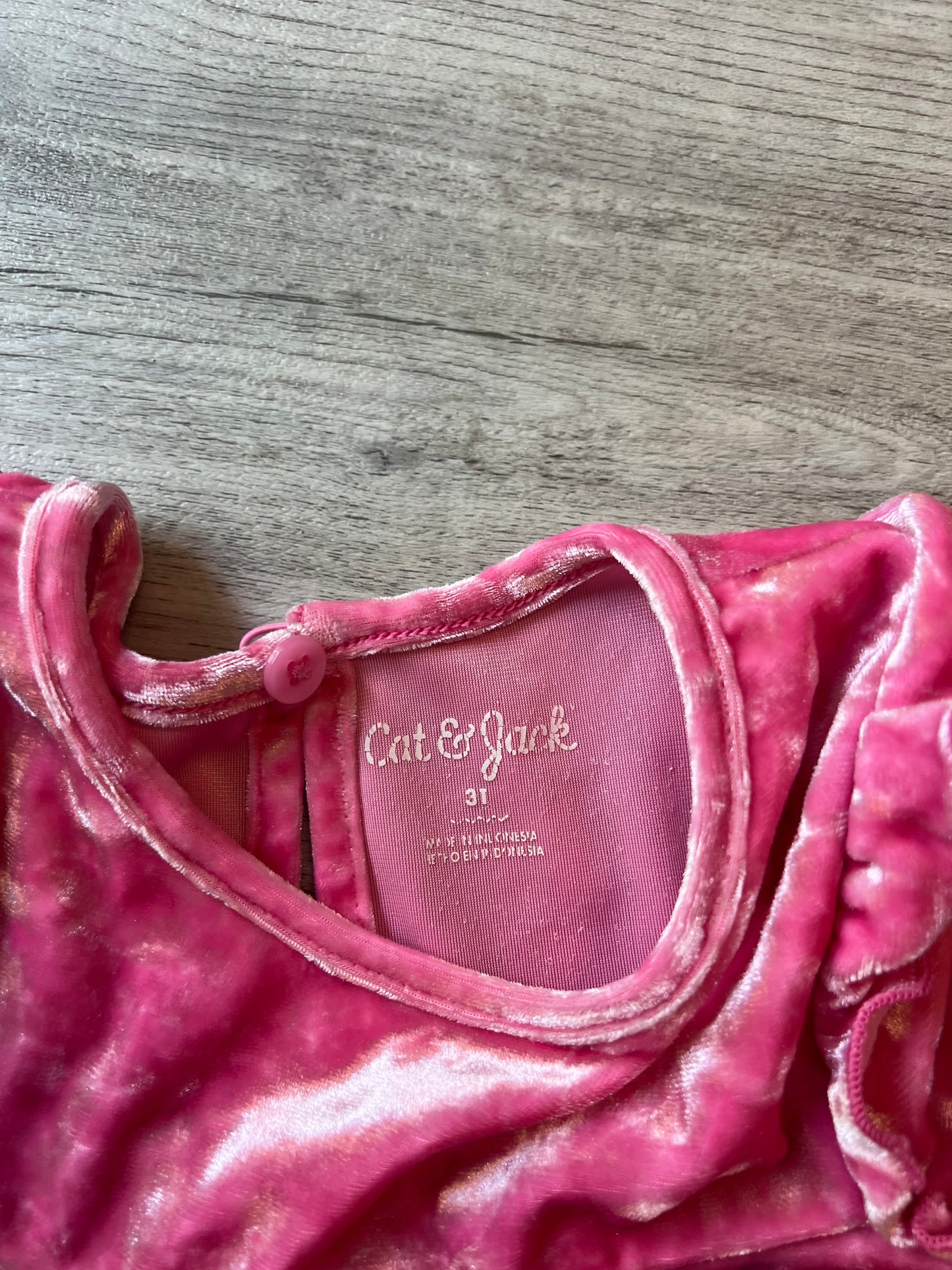 Cat & Jack Long Sleeve Velvet Dress Toddler Girl Size 3T Pink