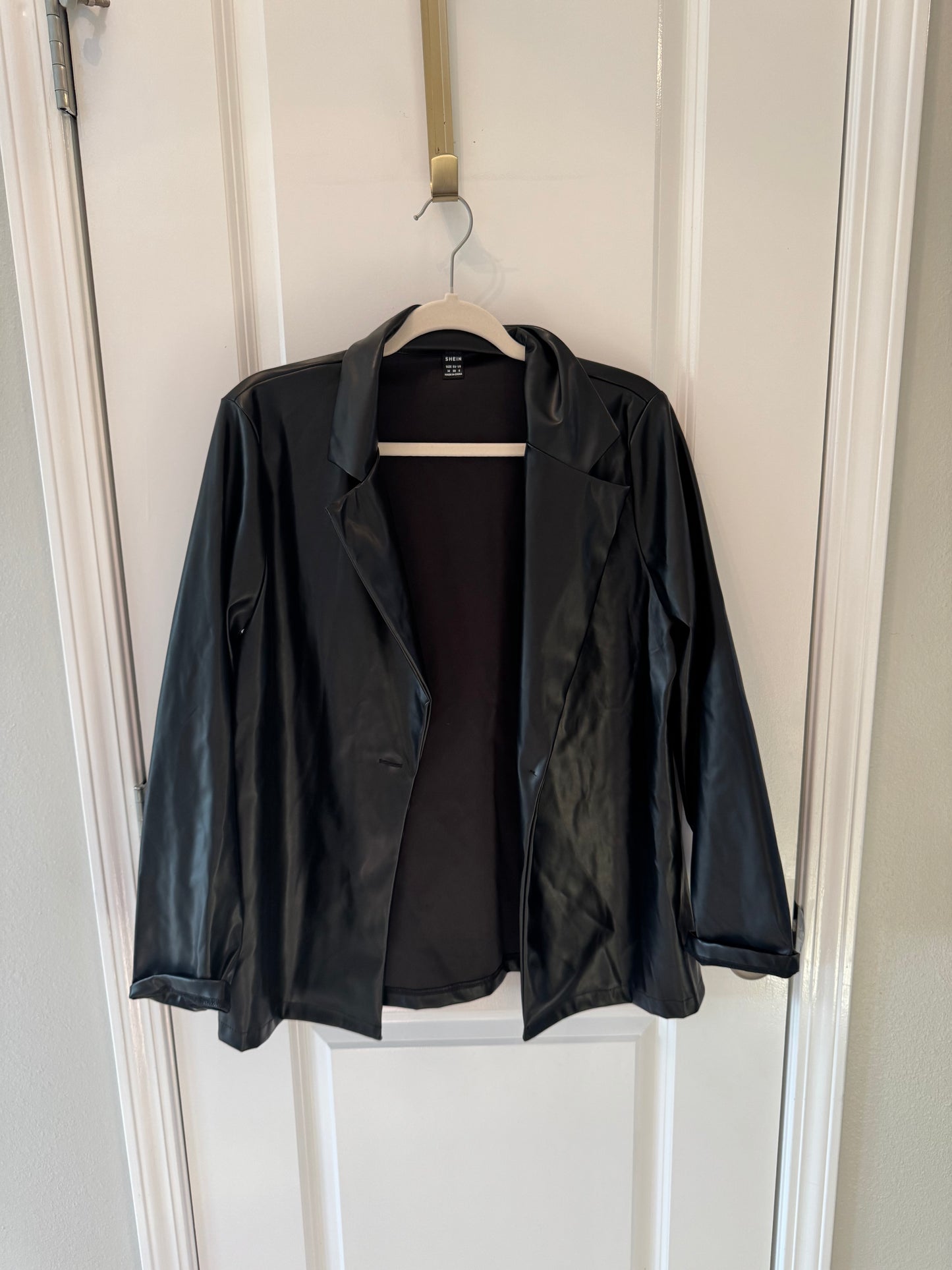 Faux Leather Blazer Women’s Medium Black