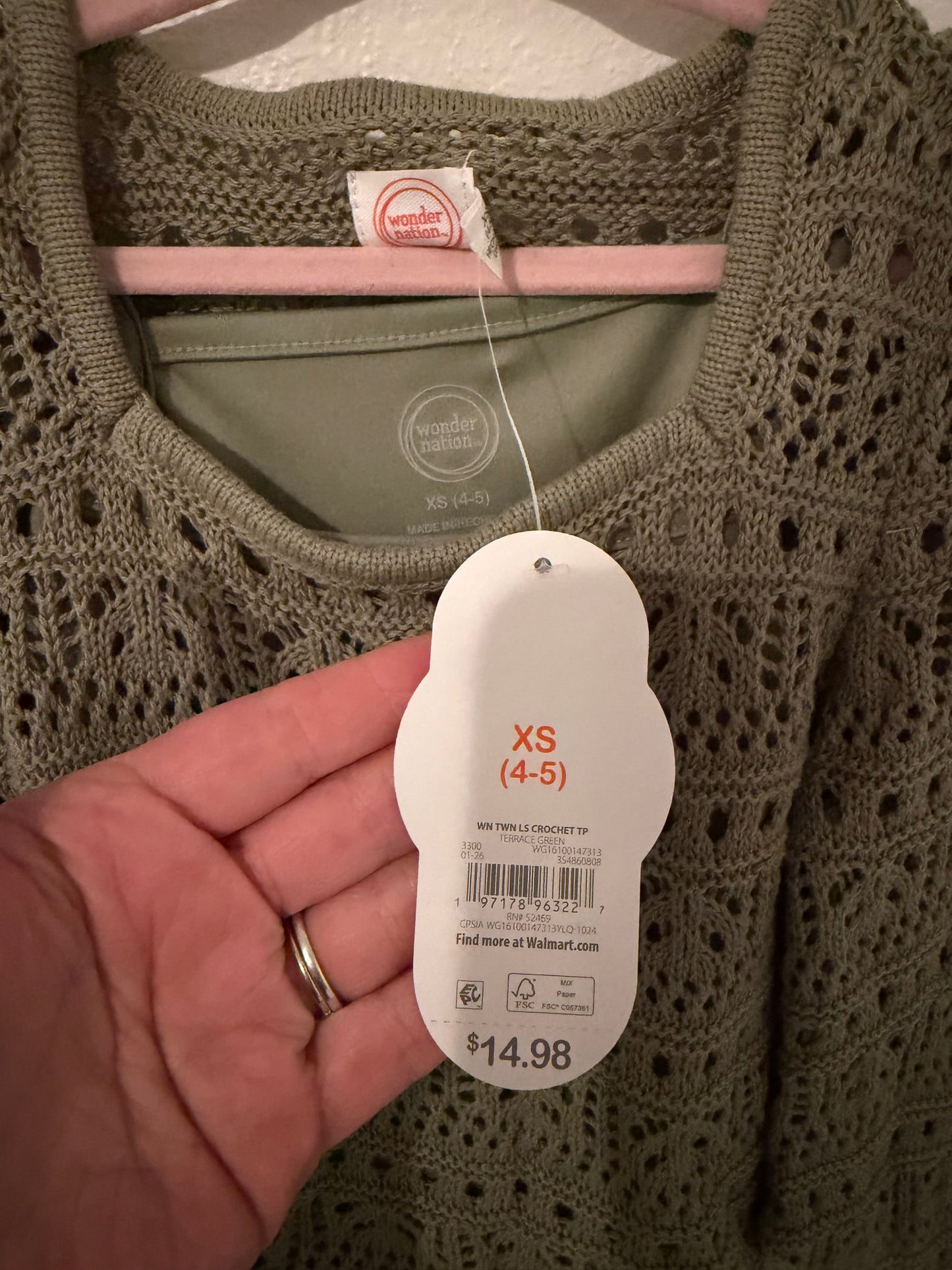 Crochet Top Toddler Size 4-5 Green NWT