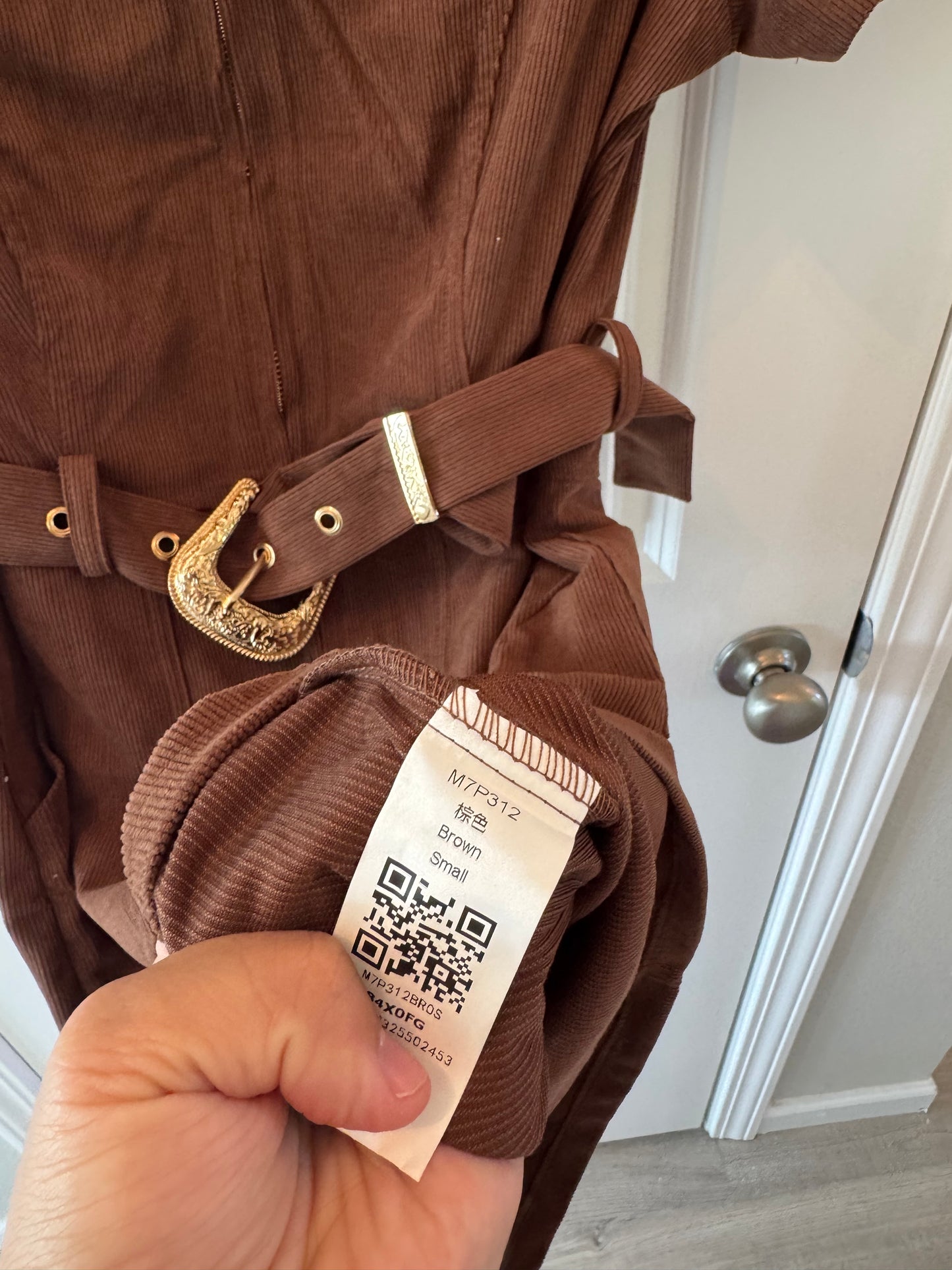 Corduroy Belted Dress Women’s Small Brown