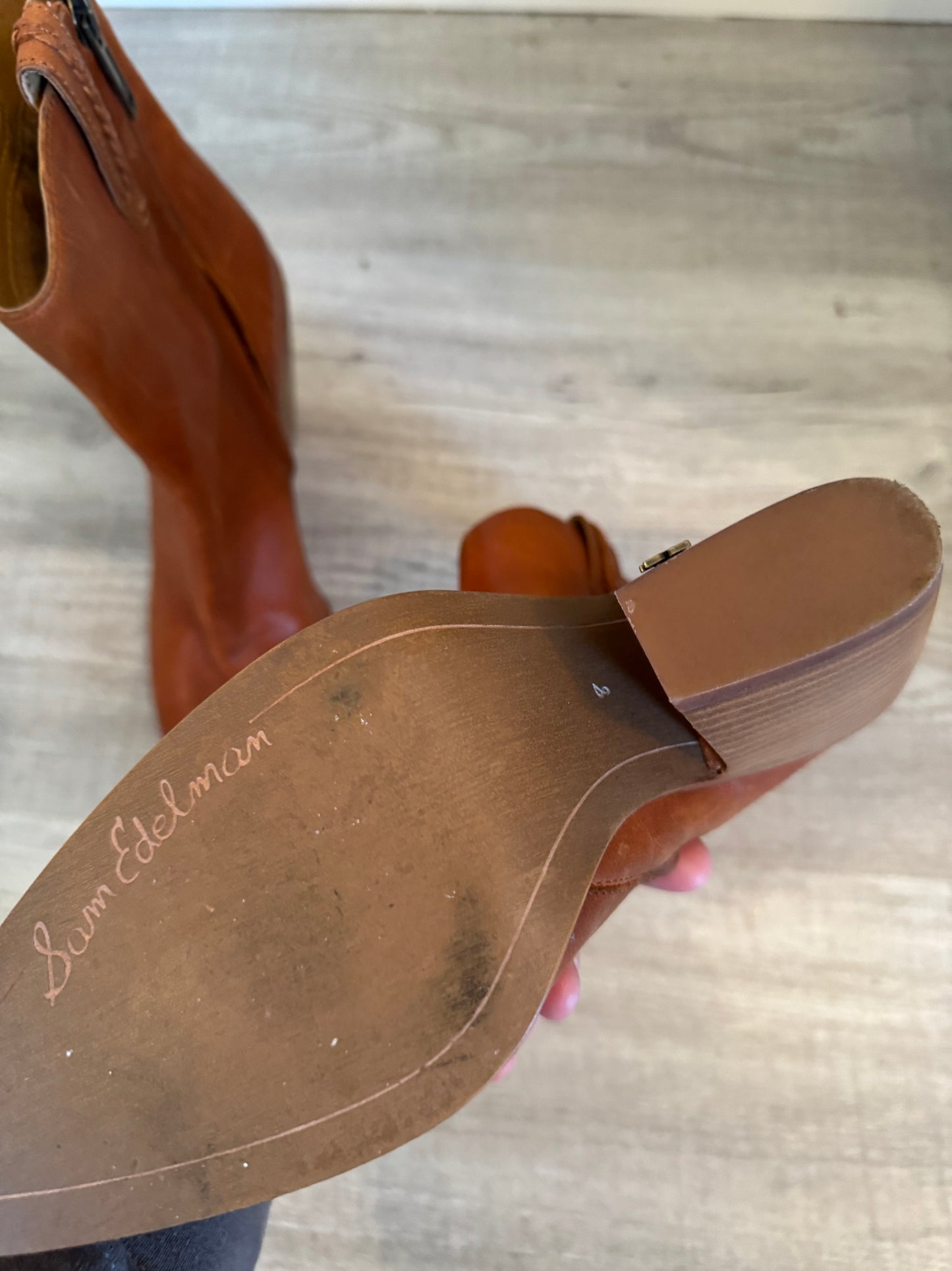 Sam Edelman Pointy Toe Ankle Western Boot Women’s Size 8 Warm Copper