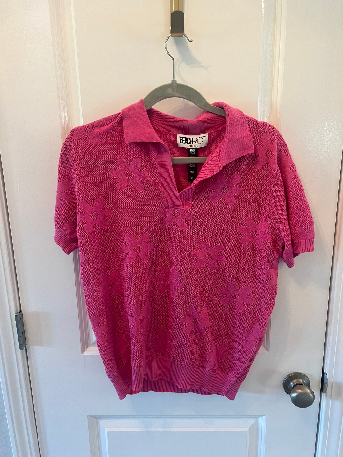 Beach Riot Short Sleeve Polo Women’s Size Medium Pink