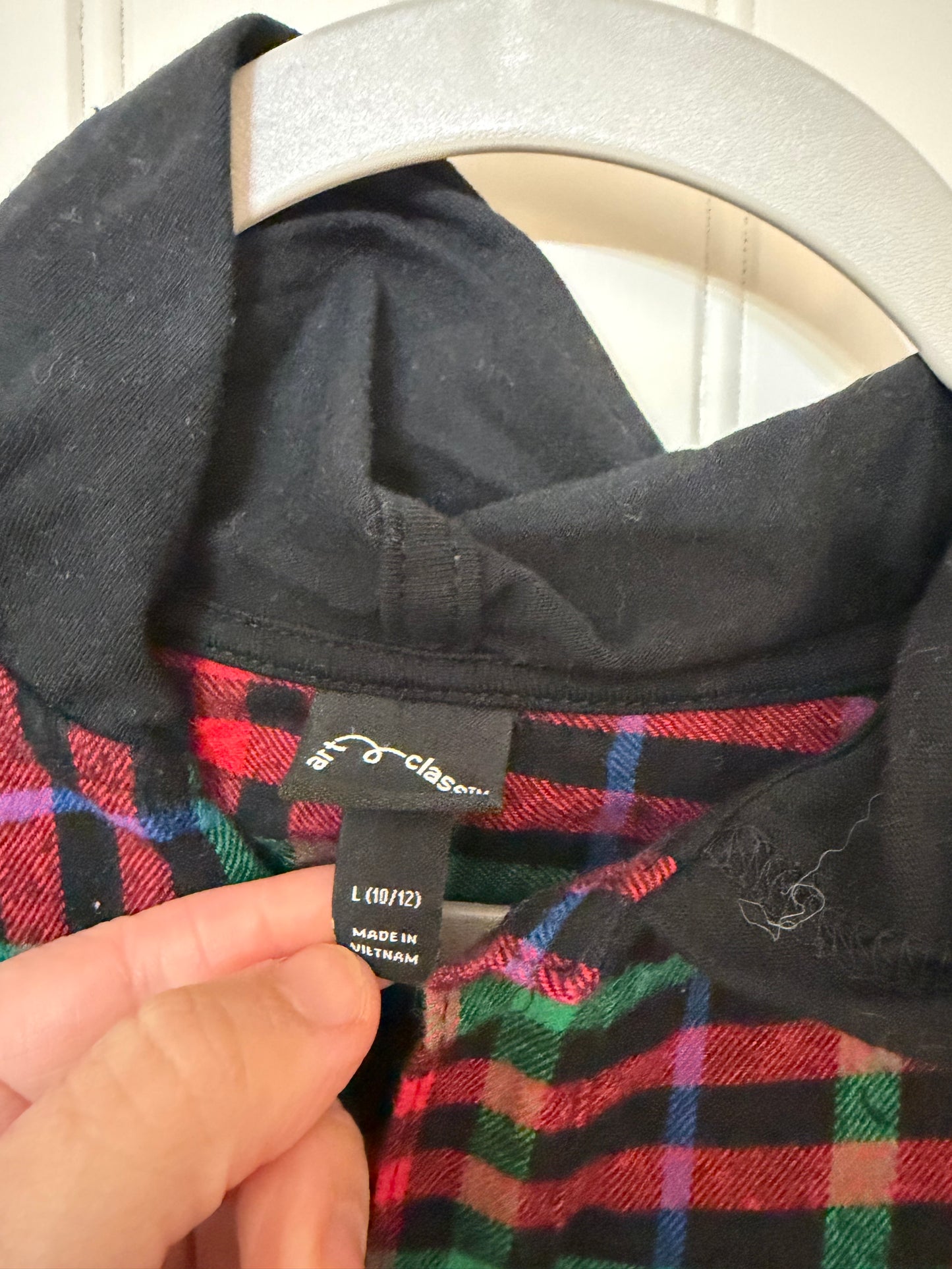 Plaid Flannel Hooded Shirt Youth Size Large