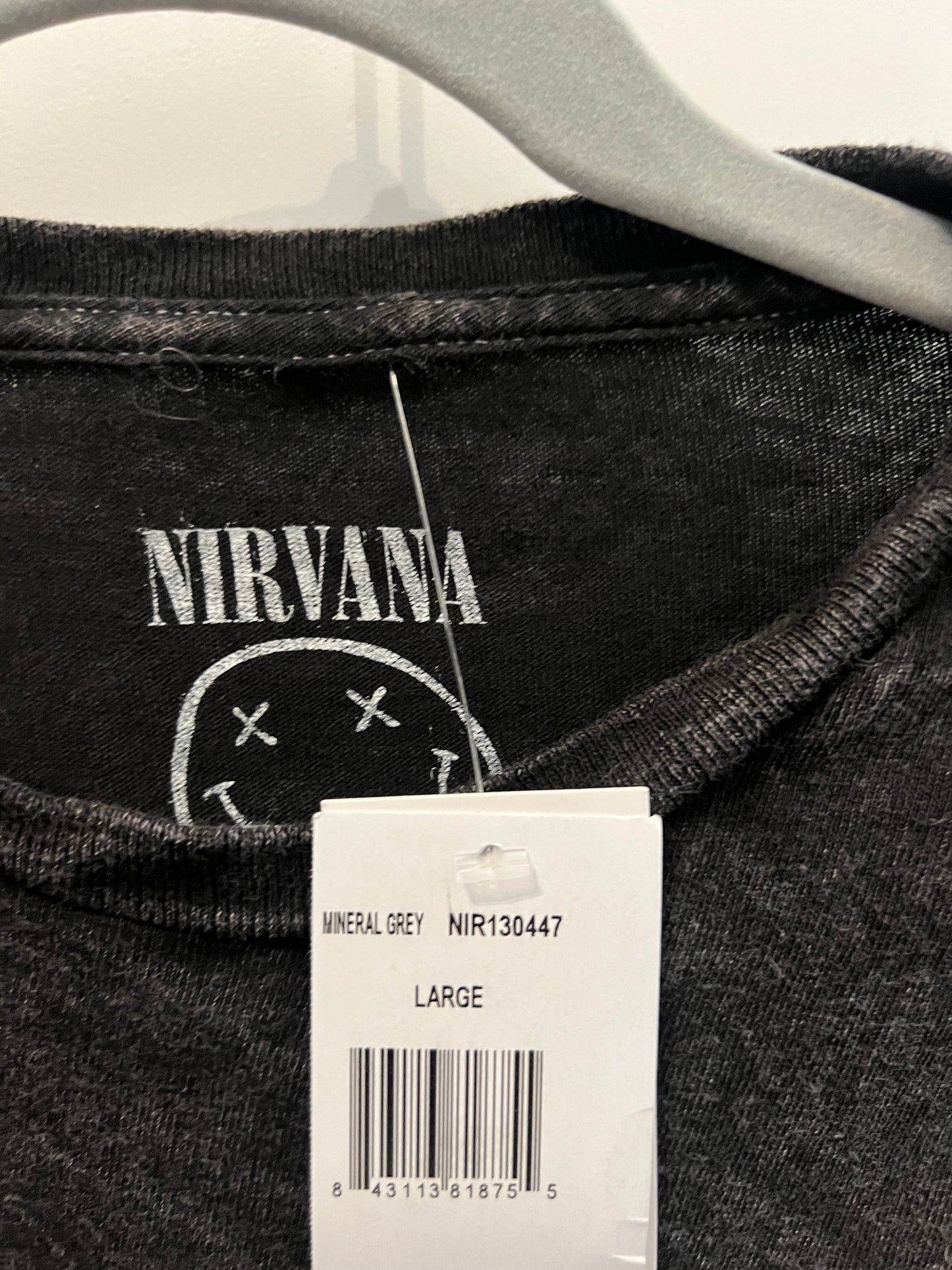 Nirvana Graphic Short Sleeve Band Tee Salt Washed Women’s Size Large 12-14 Gray