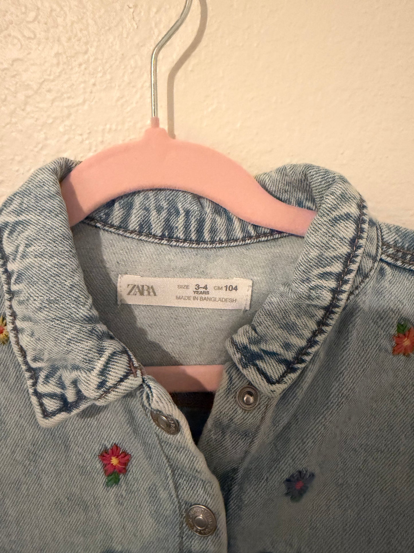 Zara Floral Denim Shirt Size 3/4 Years