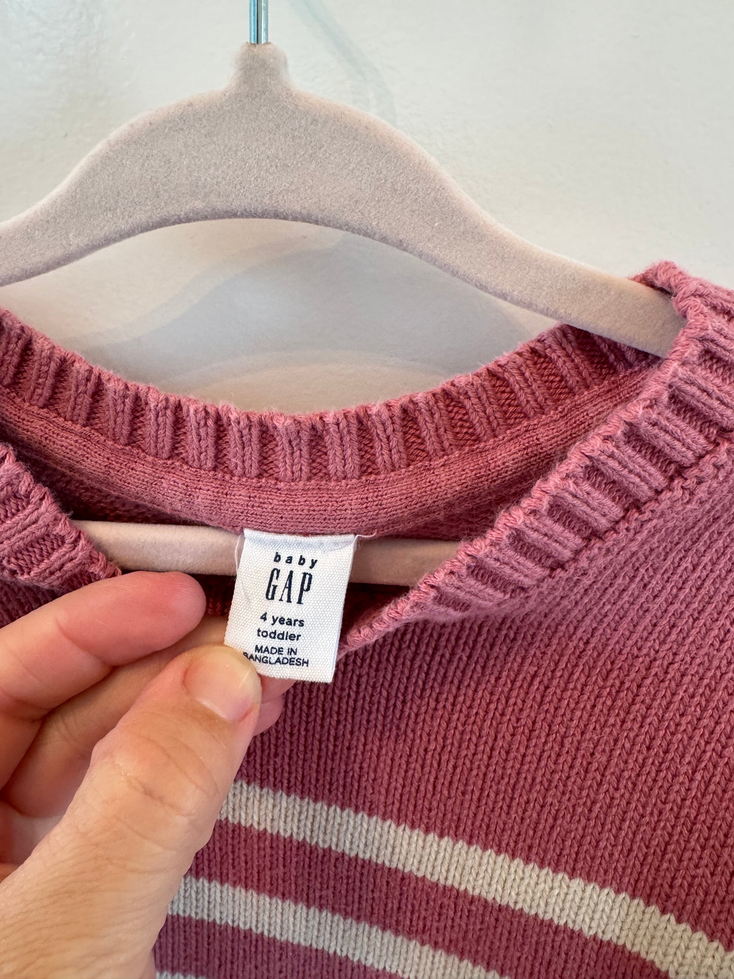 Gap Stripe Sweater Toddler Size 4 Years Mauve