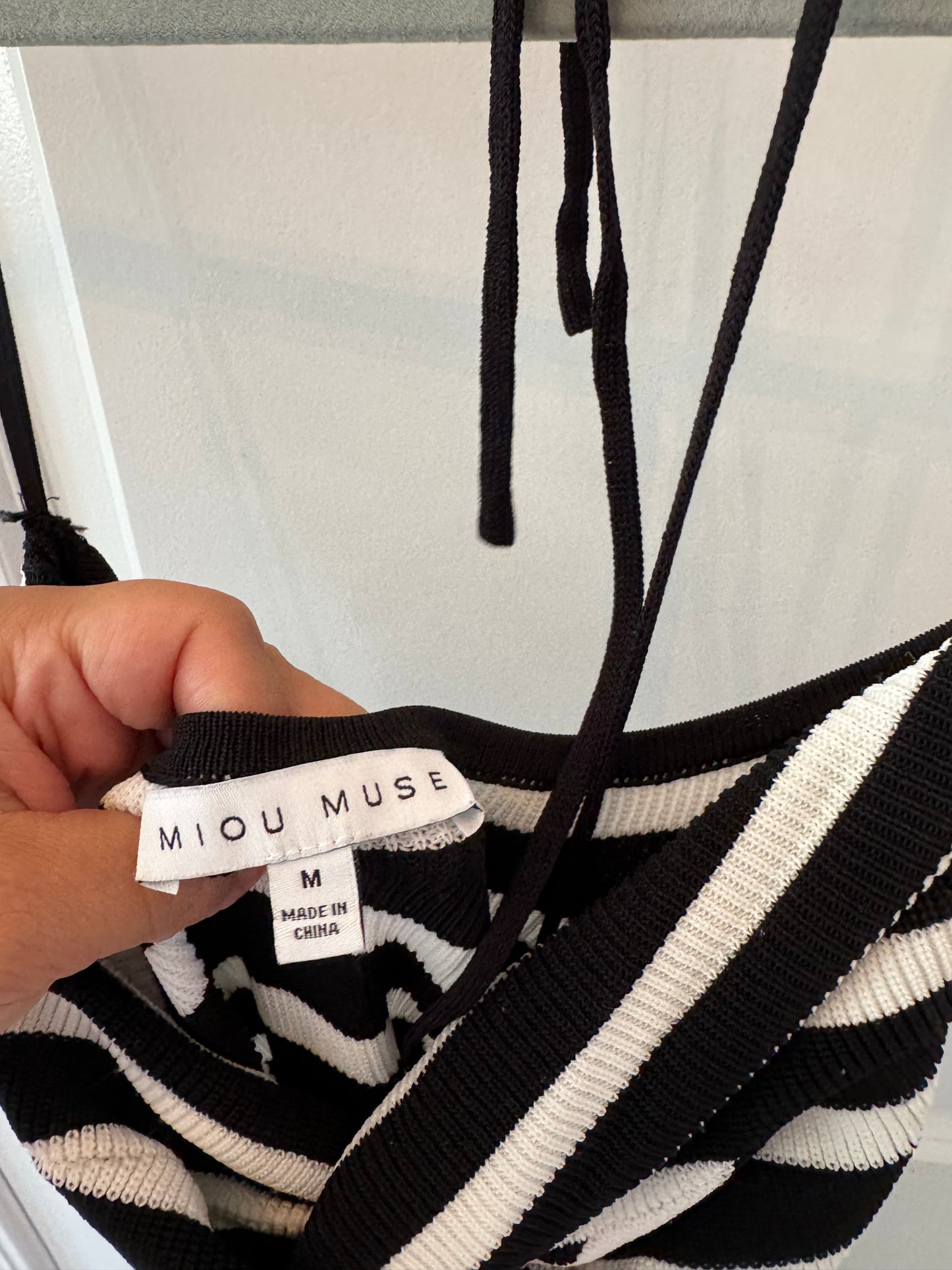 Miou Muse Stripe Knit Maxi Dress Women’s Medium Black White