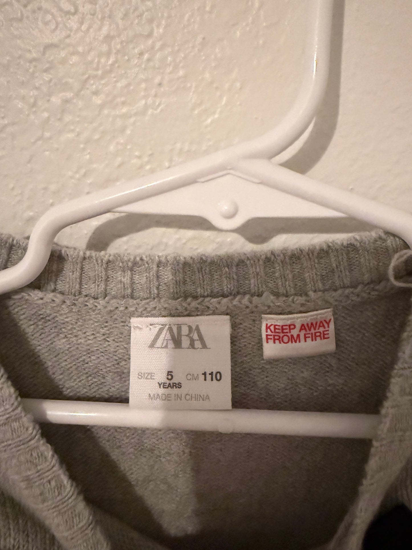 Zara Bow Sweater Girl’s Size 5 Years Gray