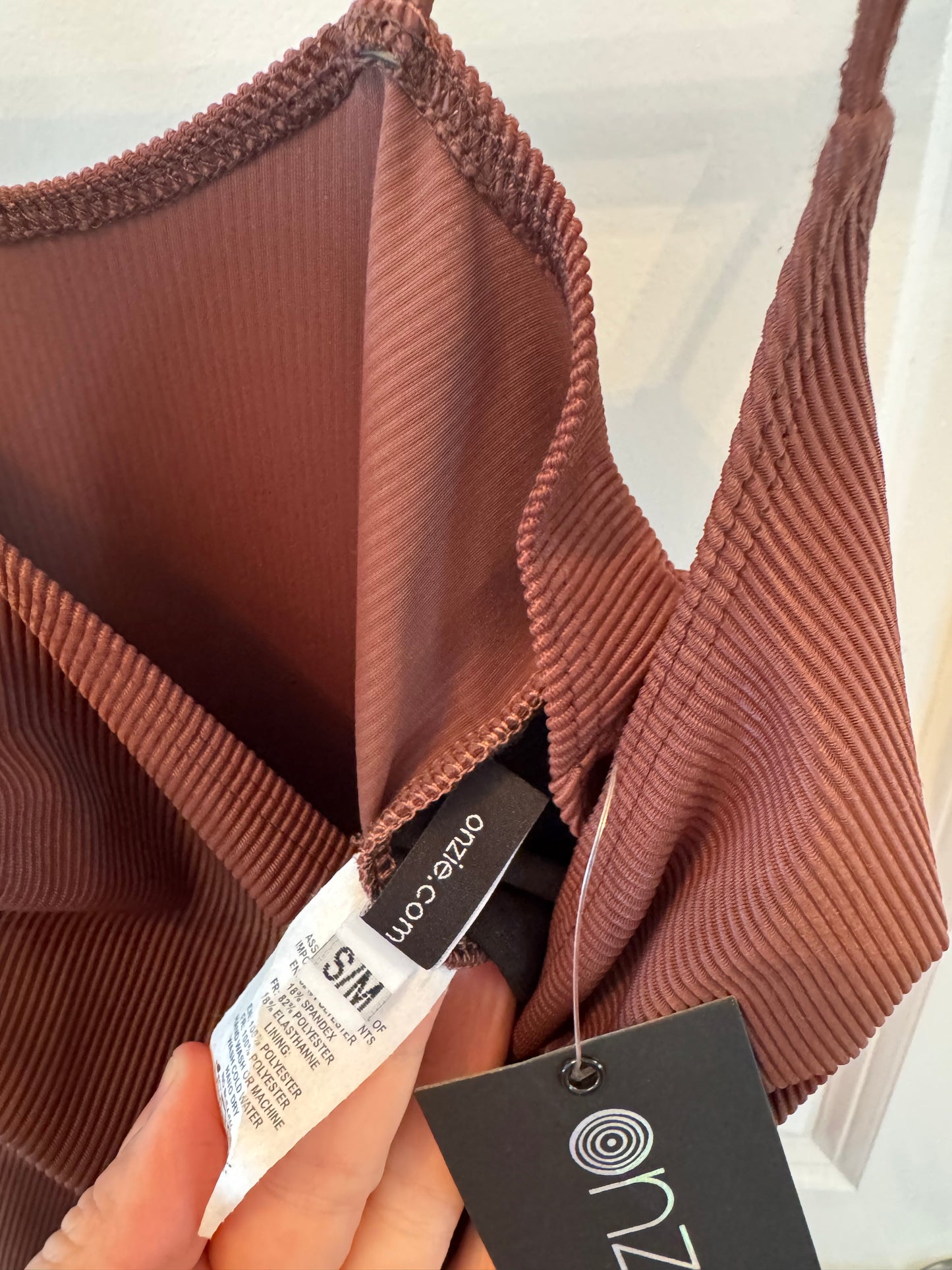 Revolve Onzie Warrior Ribbed Bodysuit Women’s Size S/M Brown NWT