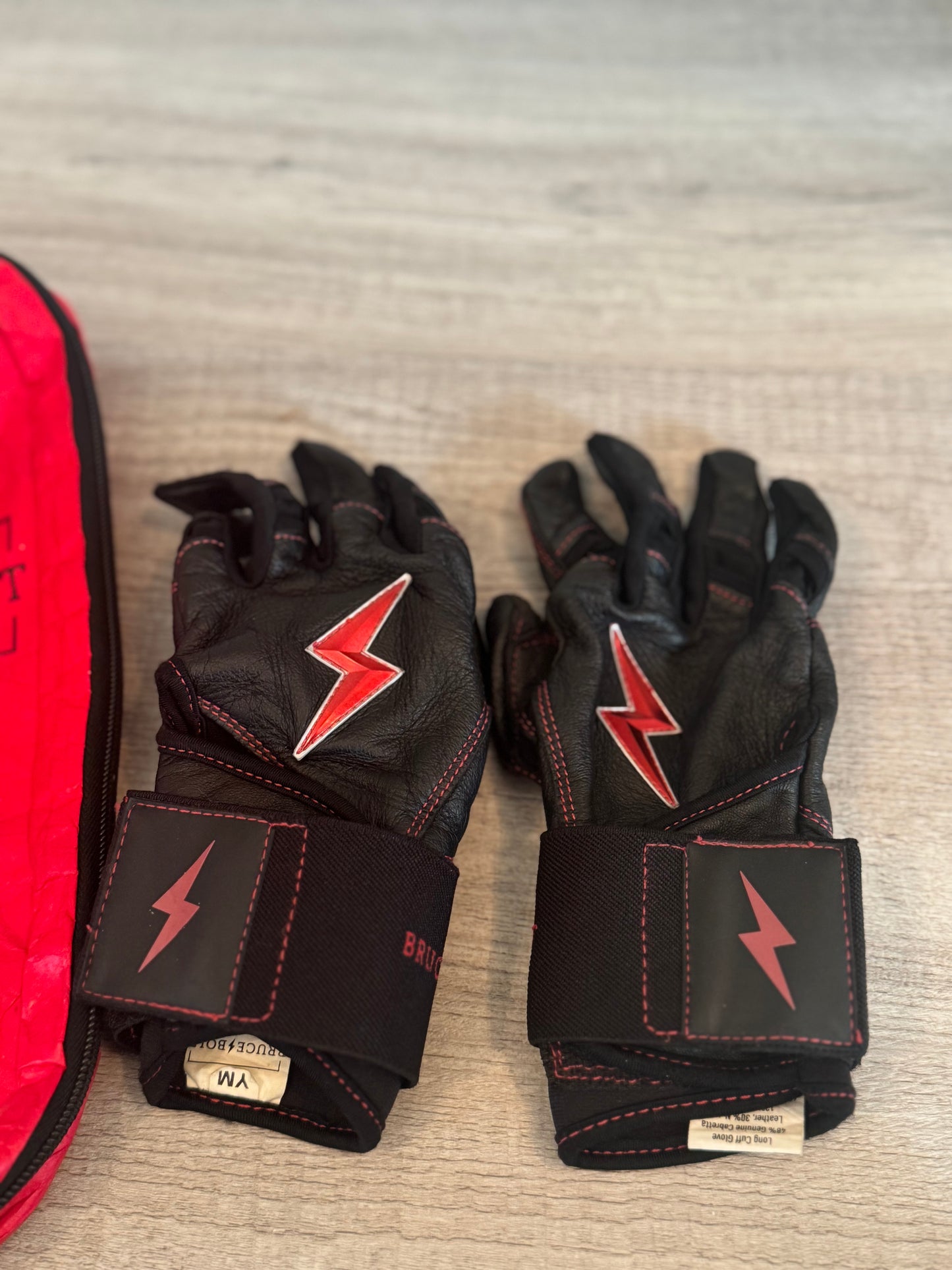 Bruce Bolt TC42 Series Premium Pro Long Cuff Batting Gloves Size Youth Medium