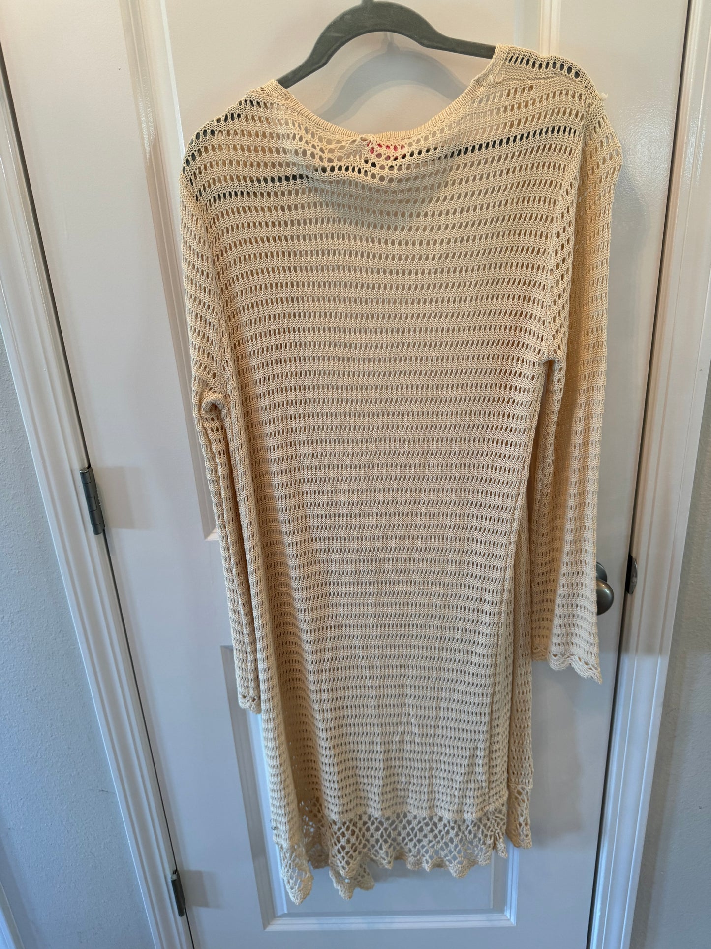 Pink Lily Crochet Swim Cover-Up Women’s Size Large Cream