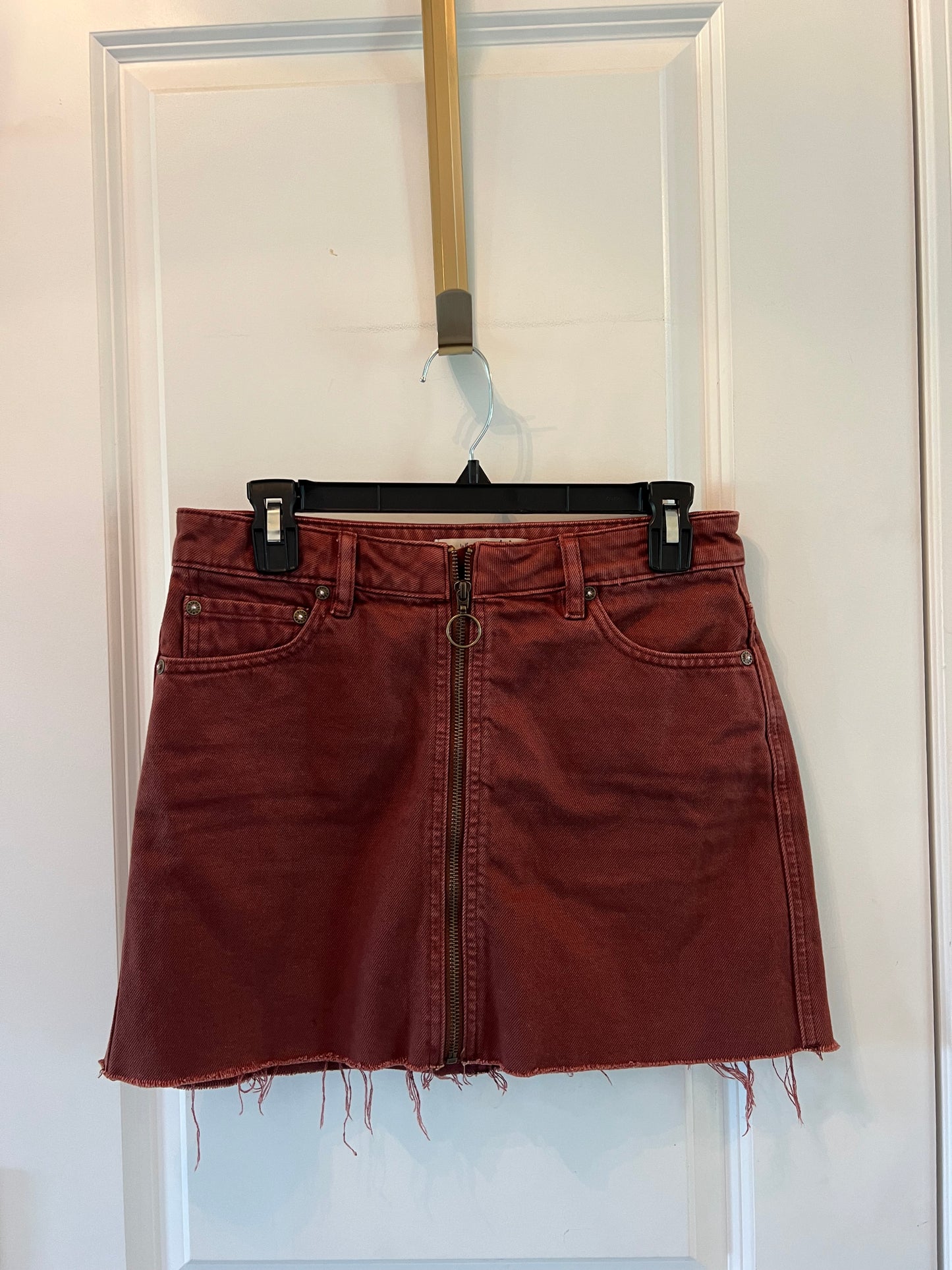 Free People Zip Front Skirt Women’s Size 26 (2-4) Rust Brown