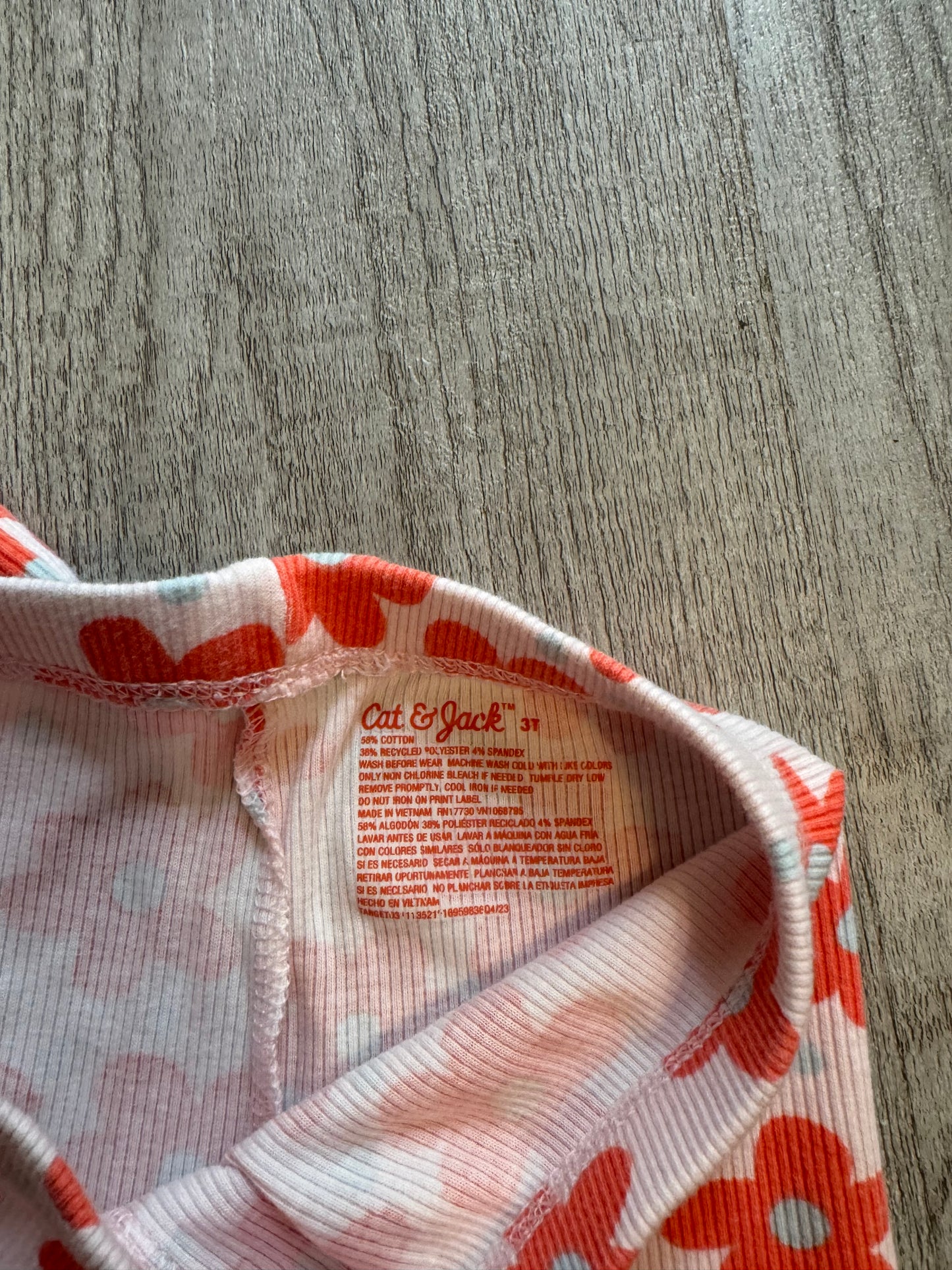 Cat & Jack Daisy Print Matching Set Toddler Girl Size 3T Pink Orange