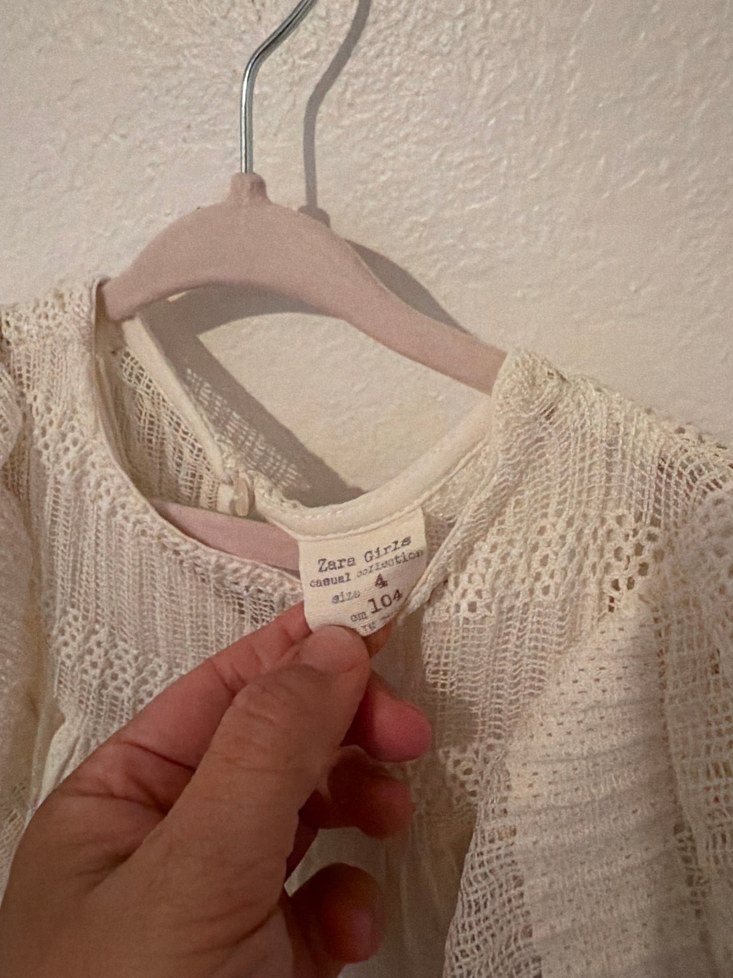 Zara Ruffle Top Toddler Size 4 Years Cream