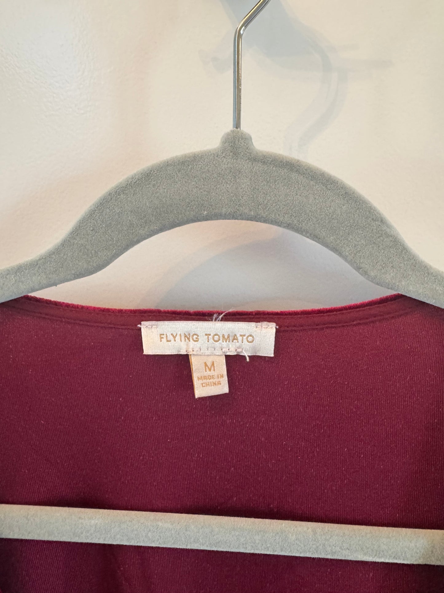 Flying Tomato Velvet Bodysuit Women’s Size Medium Burgundy