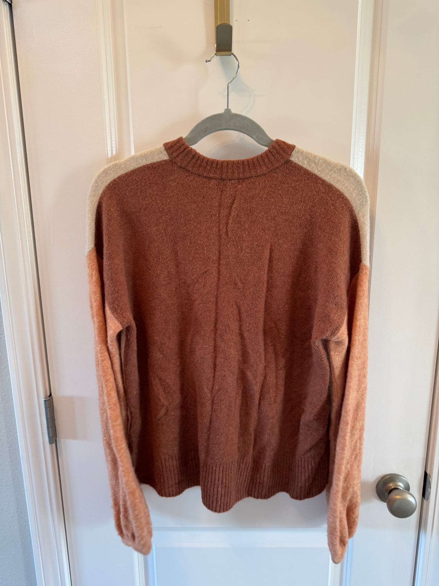 Madewell Wool Blend Colorblock Payton Pullover Sweater Women’s Size Medium Cream