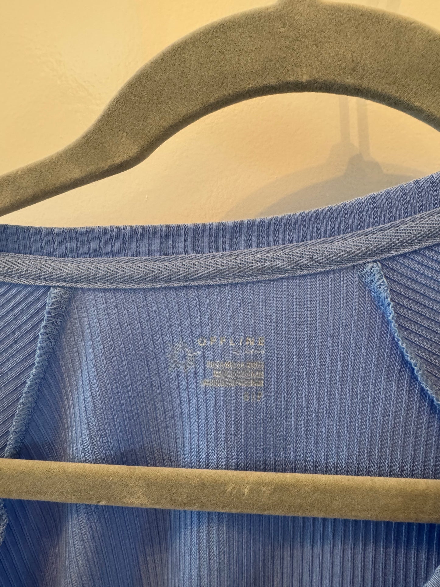 Aerie Offline Ribbed Raglan Top Women’s Size Small Blue
