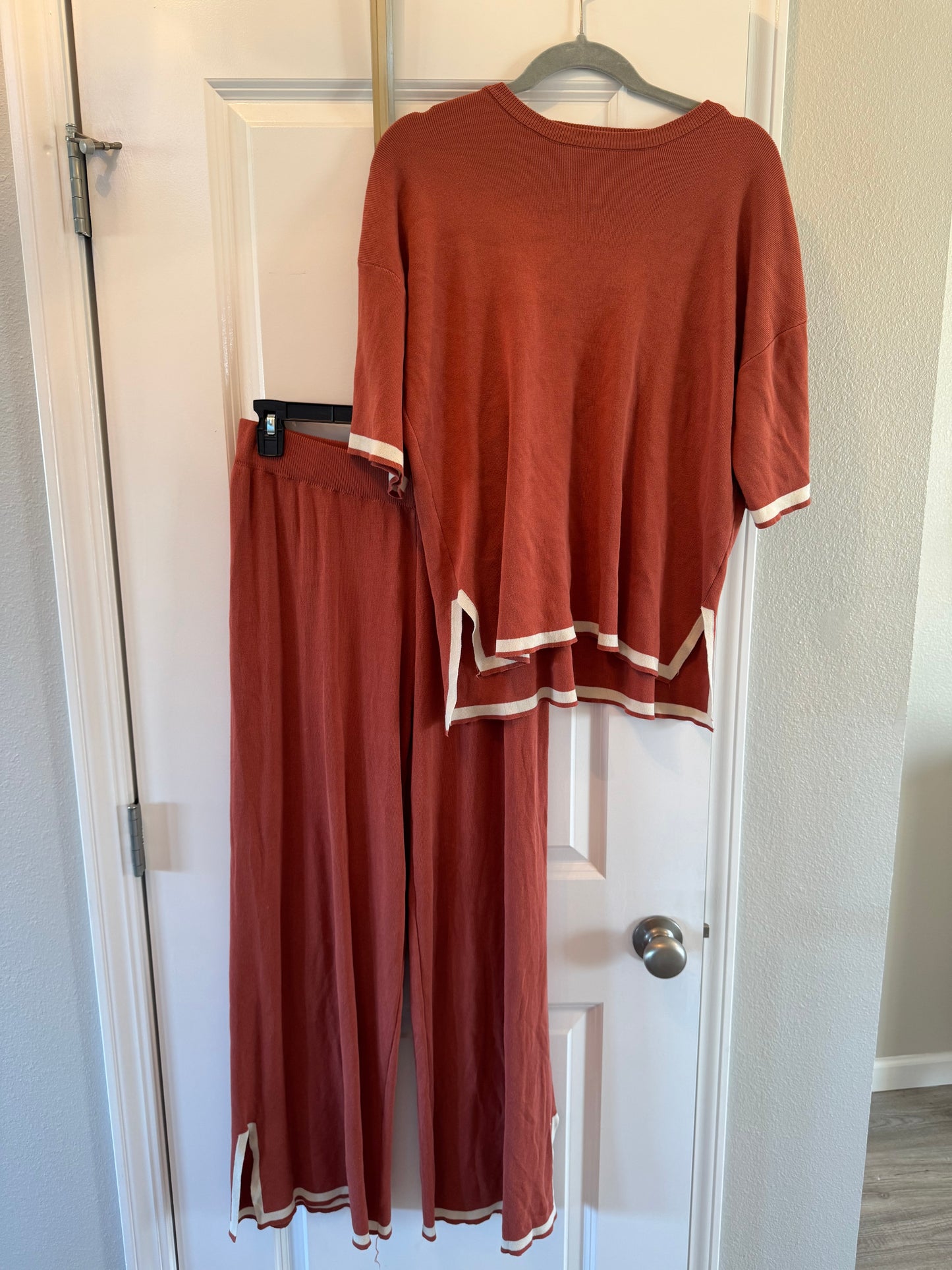 Ribbed Loungewear Matching Set Women’s Size XL Burnt Orange