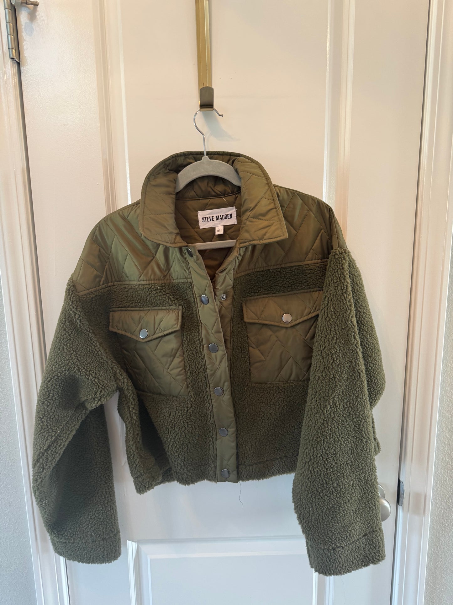 Steve Madden Iris Quilted Utility Jacket Women’s Large Olive